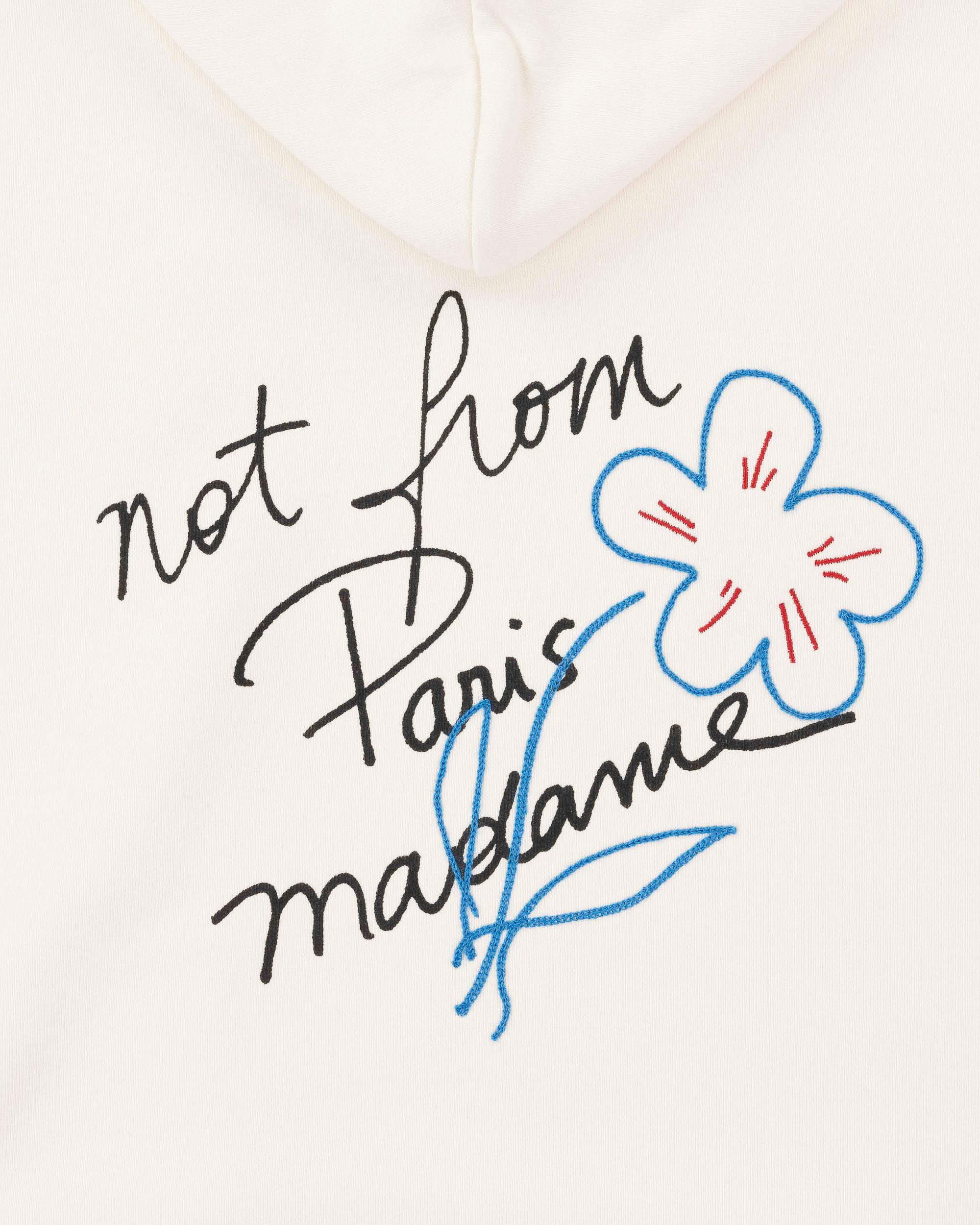Drôle De Monsieur Slogan Esquisse Hoodie Creme Baumwolle
