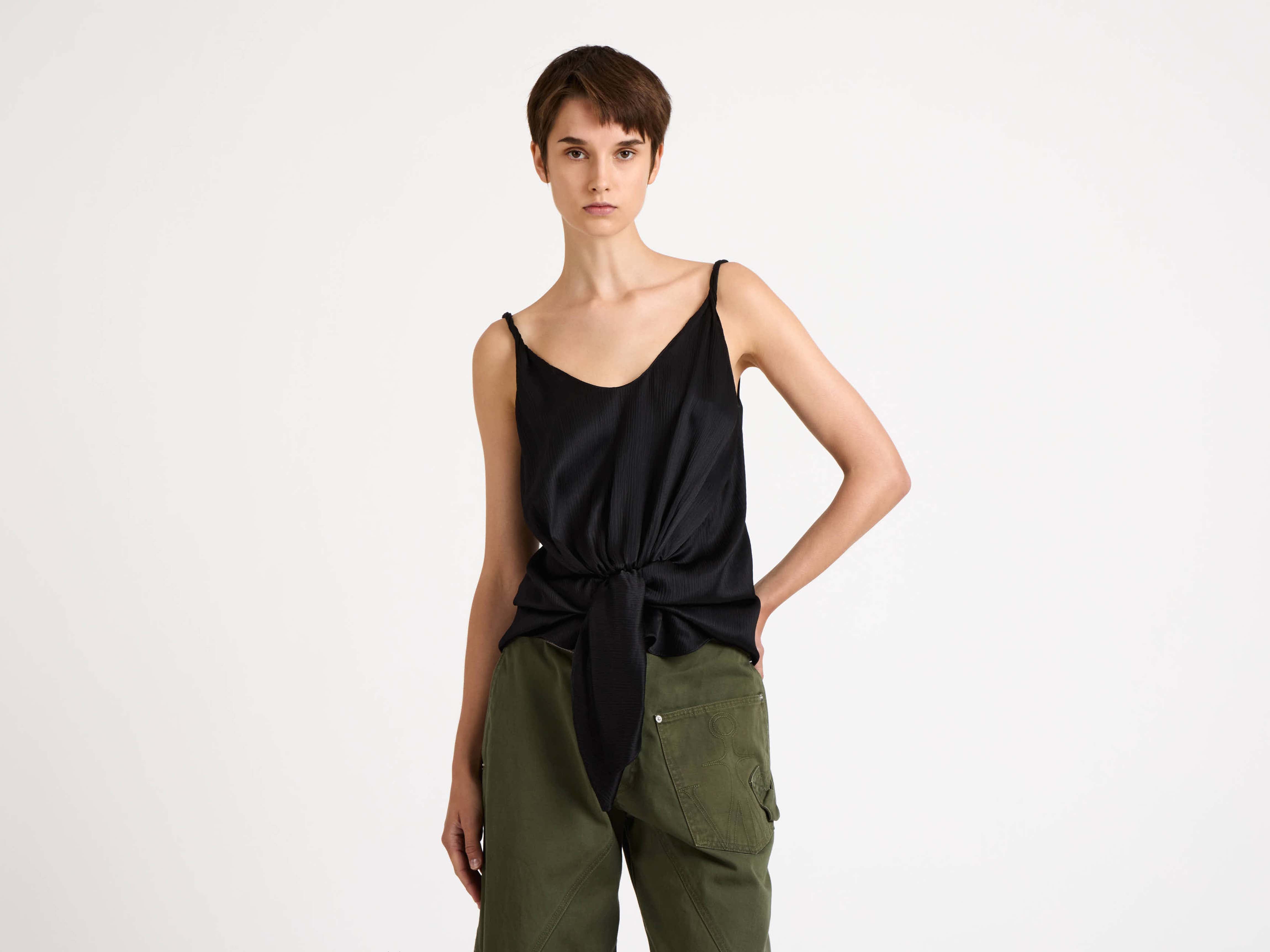 J.W.Anderson Knotted Waist Cami Top Schwarz Seidentop