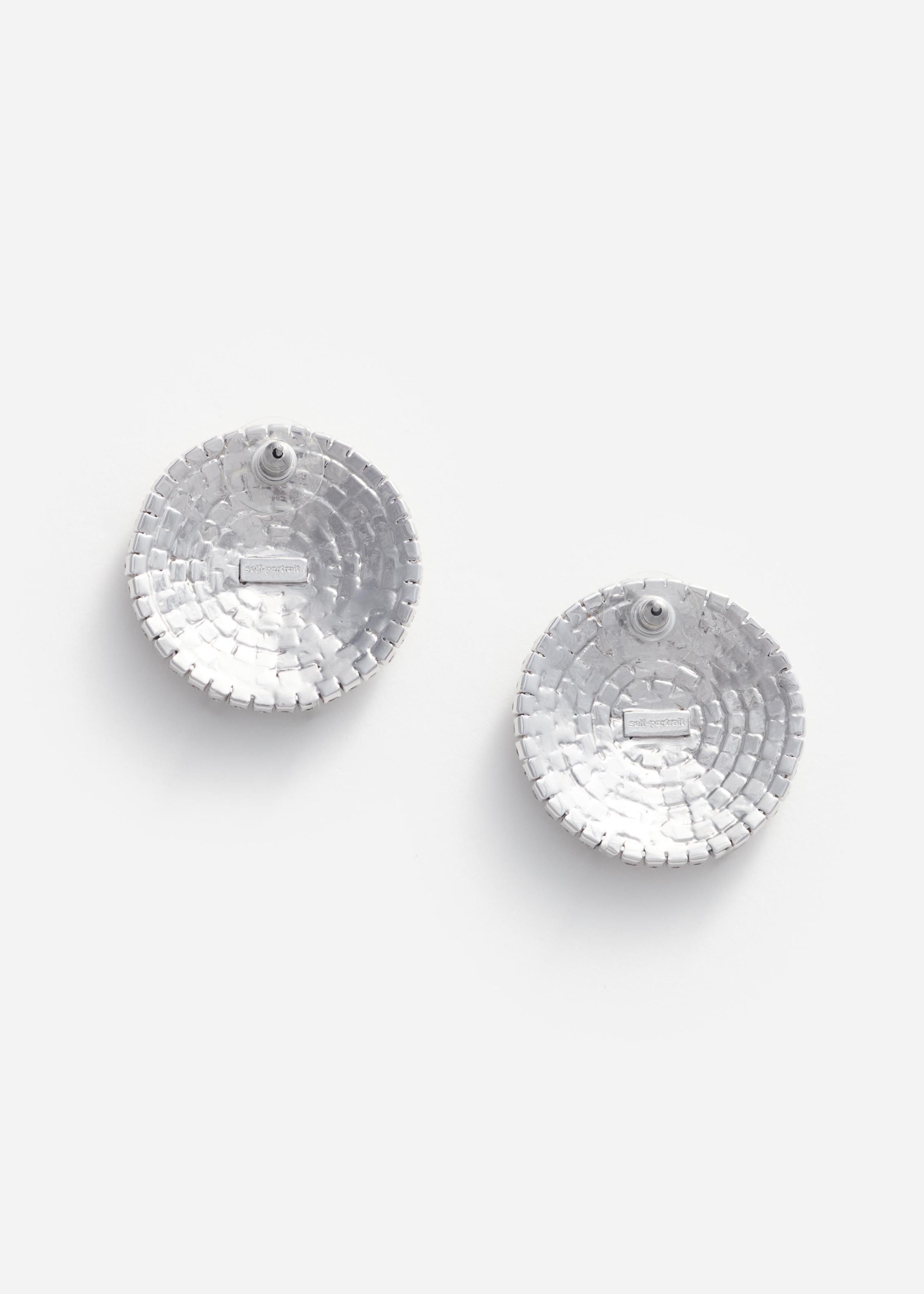 Self Portrait Large Round Crystal Ohrringe Silber Kristall