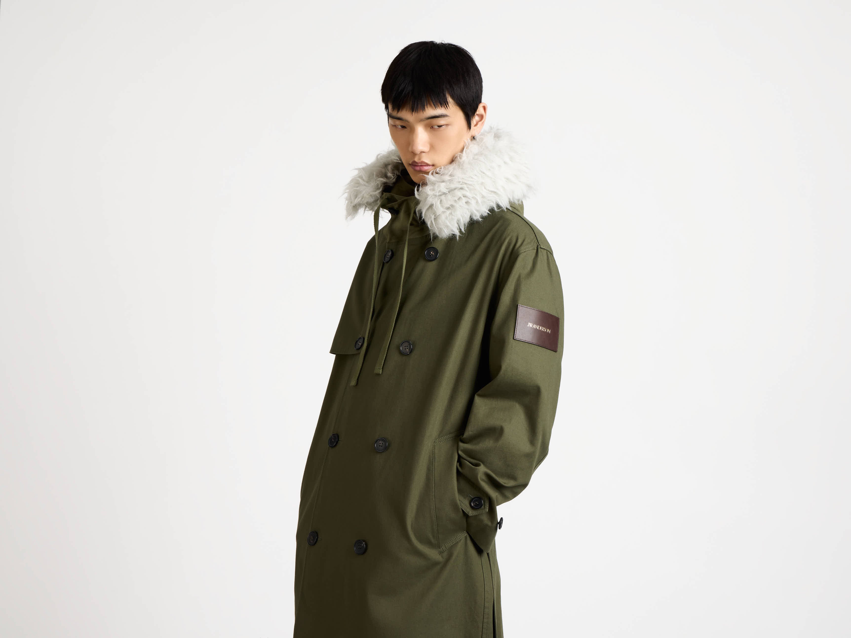 J.W.Anderson Double Breasted Parka Mantel Hunter Green Wolle