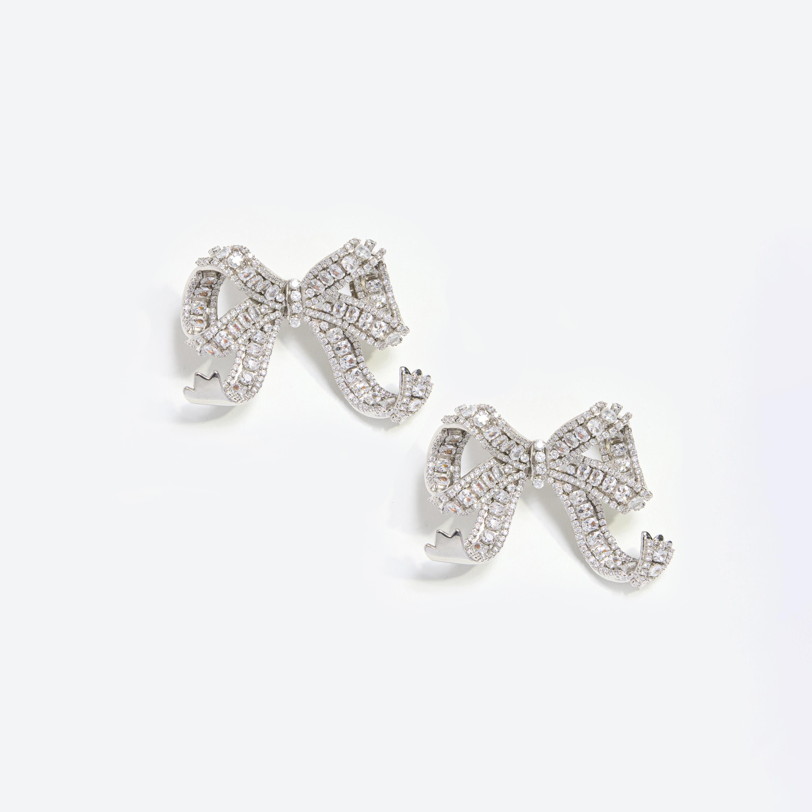 Self-Portrait Jewellery Crystal Bow Ohrringe silber Kristall