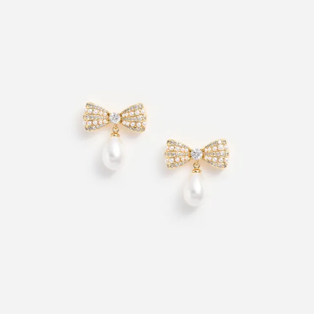 Self Portrait Gold Crystal Bow Pearl Ohrringe Gold One Size