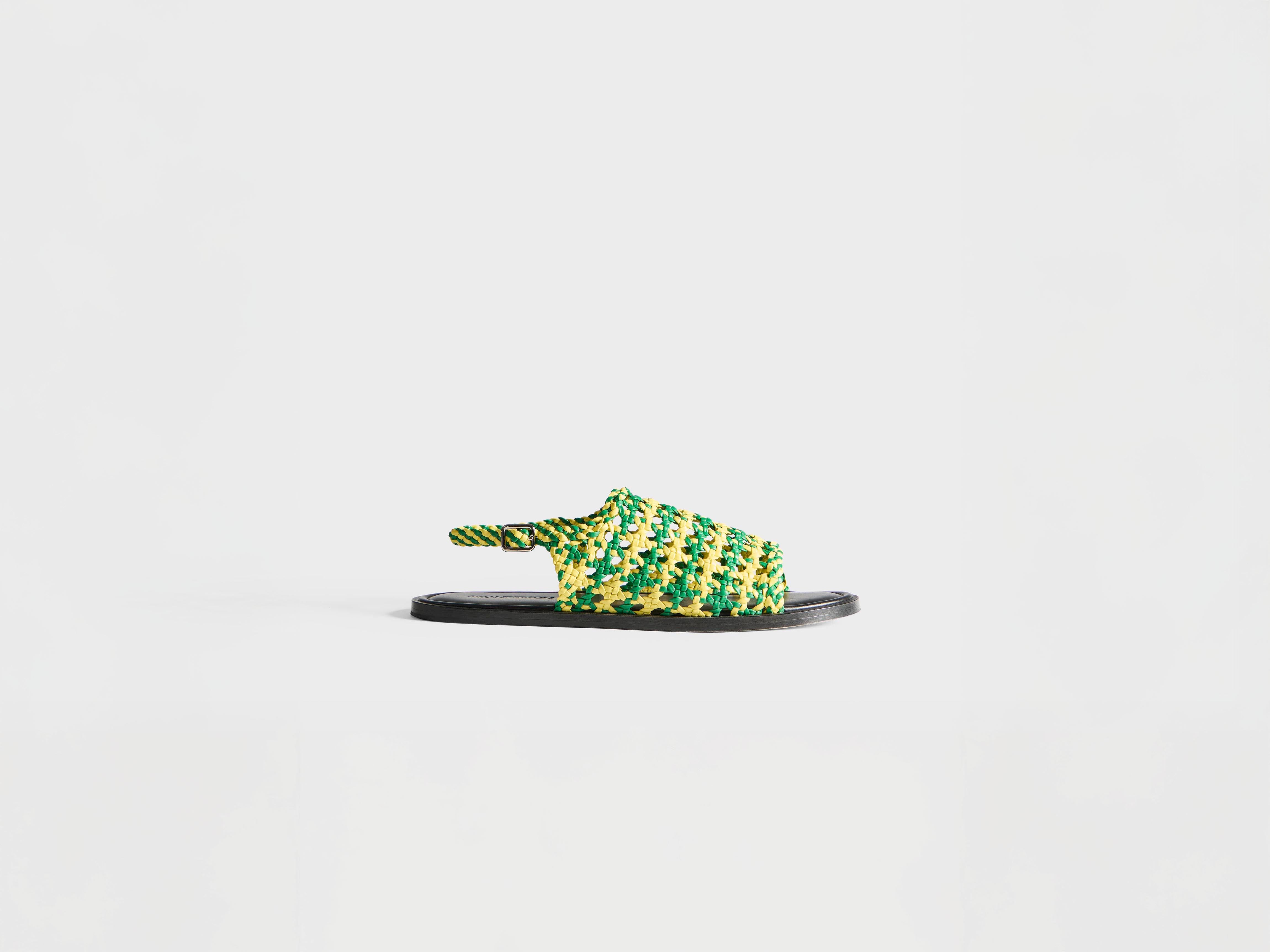 J.W.Anderson Woven Leather Sandal Sandalen Grün Gelb Leder