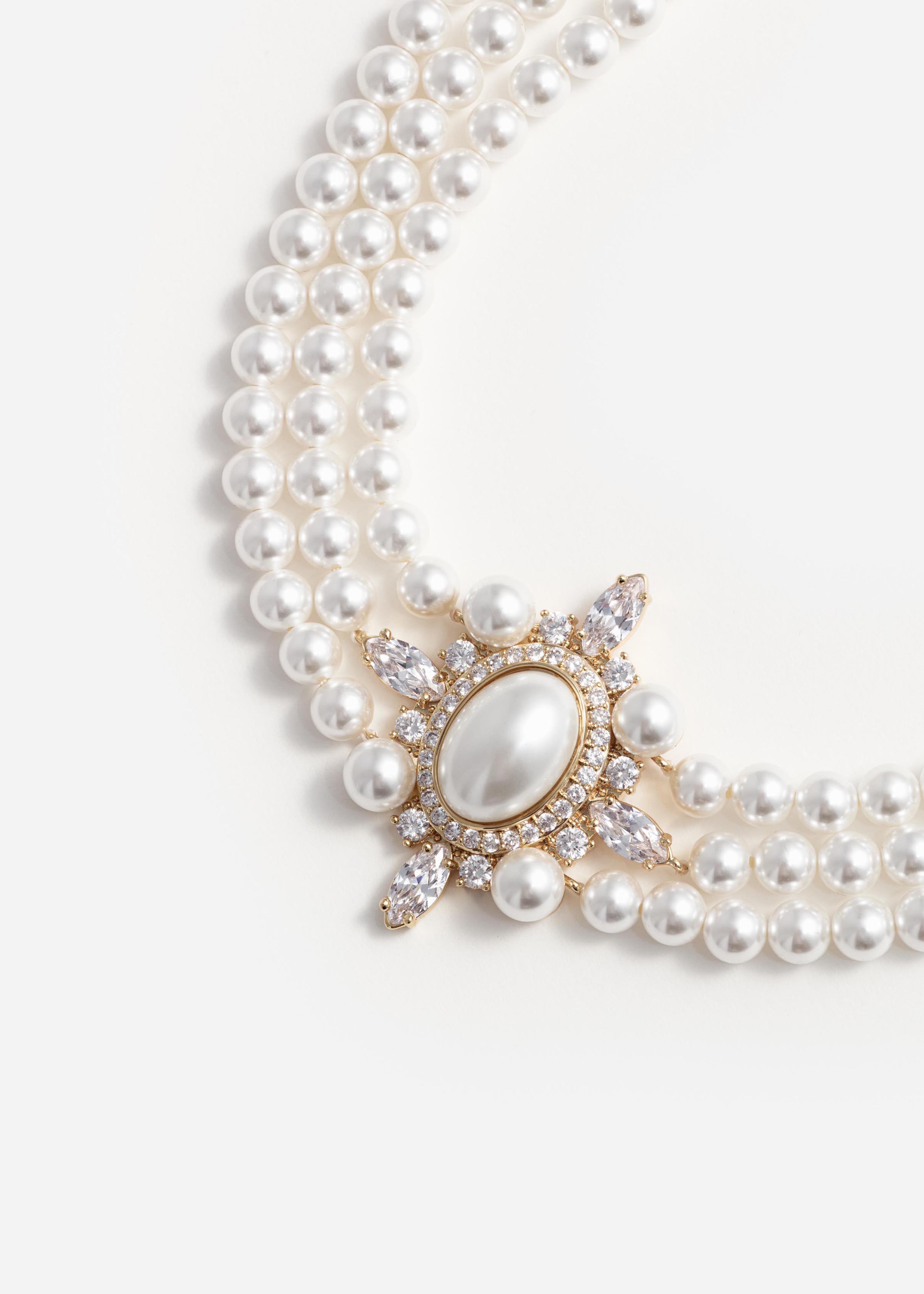 Self Portrait Gold Pearl Choker One Size