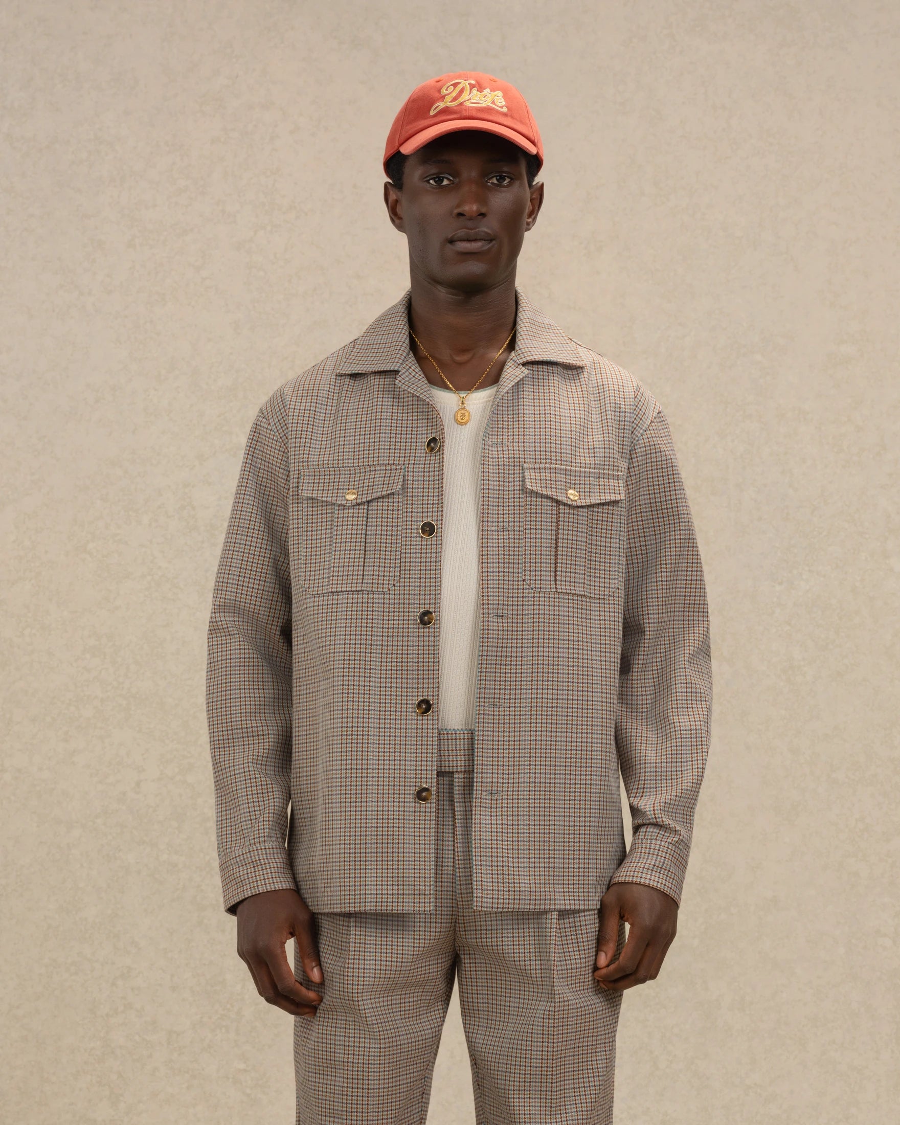 Drôle De Monsieur Surchemise à Carreaux Overshirt Beige Kariert