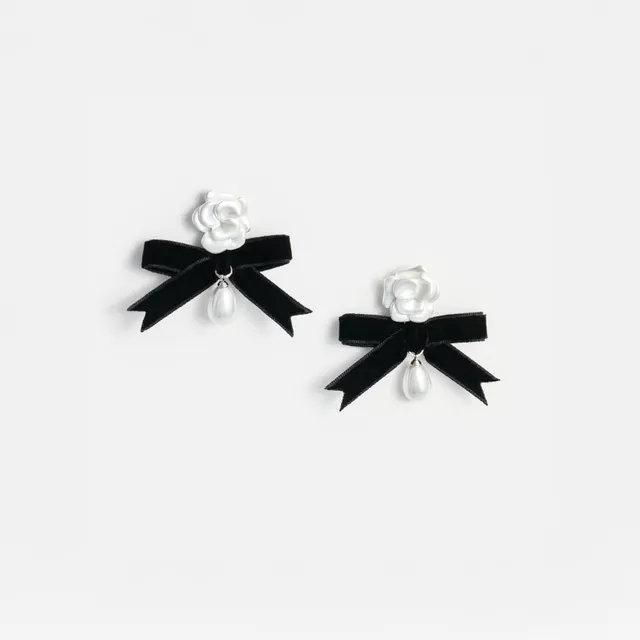 Self Portrait Pearl Black Bow Ohrringe Schwarz Perle One Size