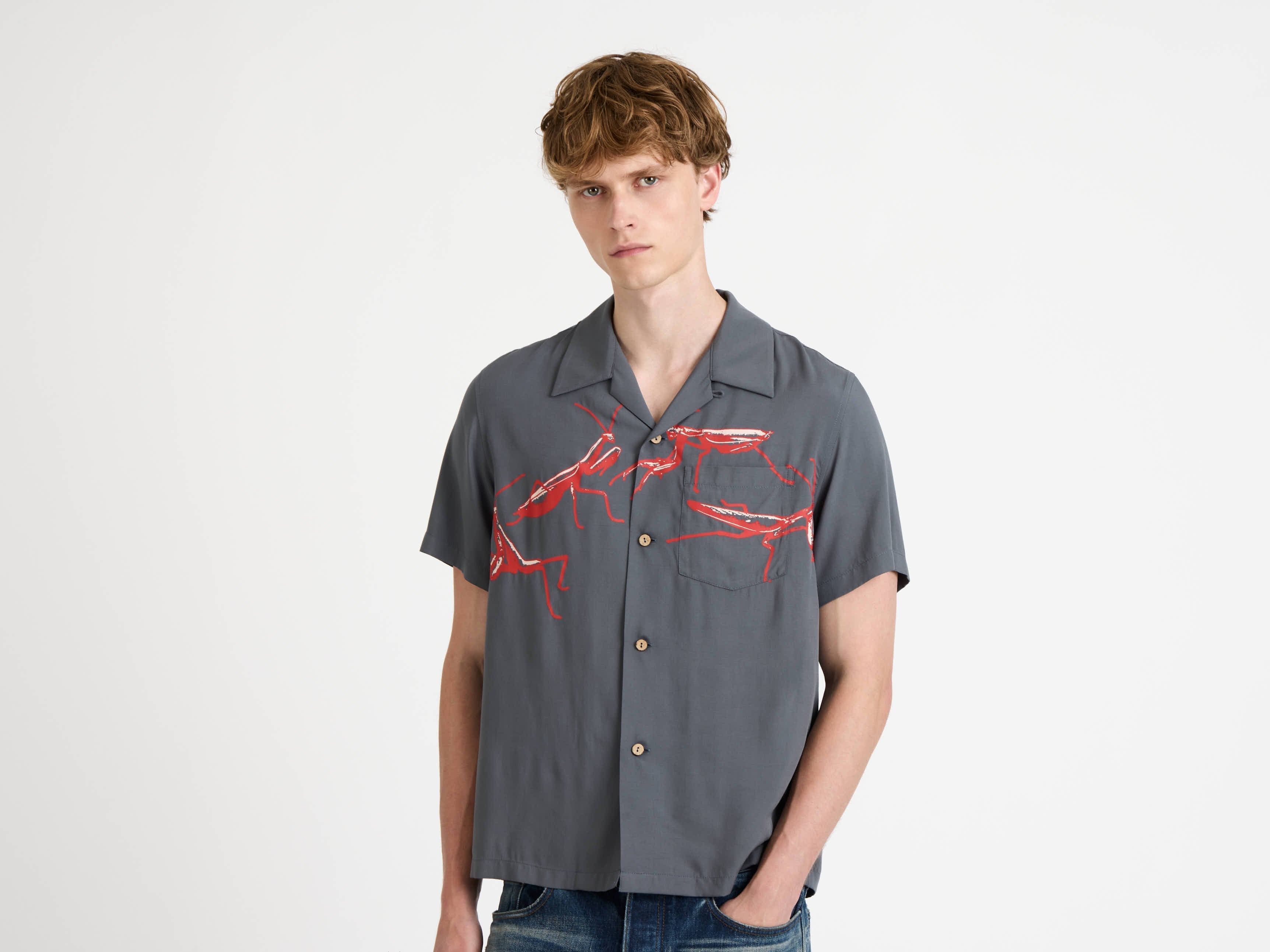 J.W.Anderson Shirts Camp Collar Hemd Herren Stahl Viskose Print