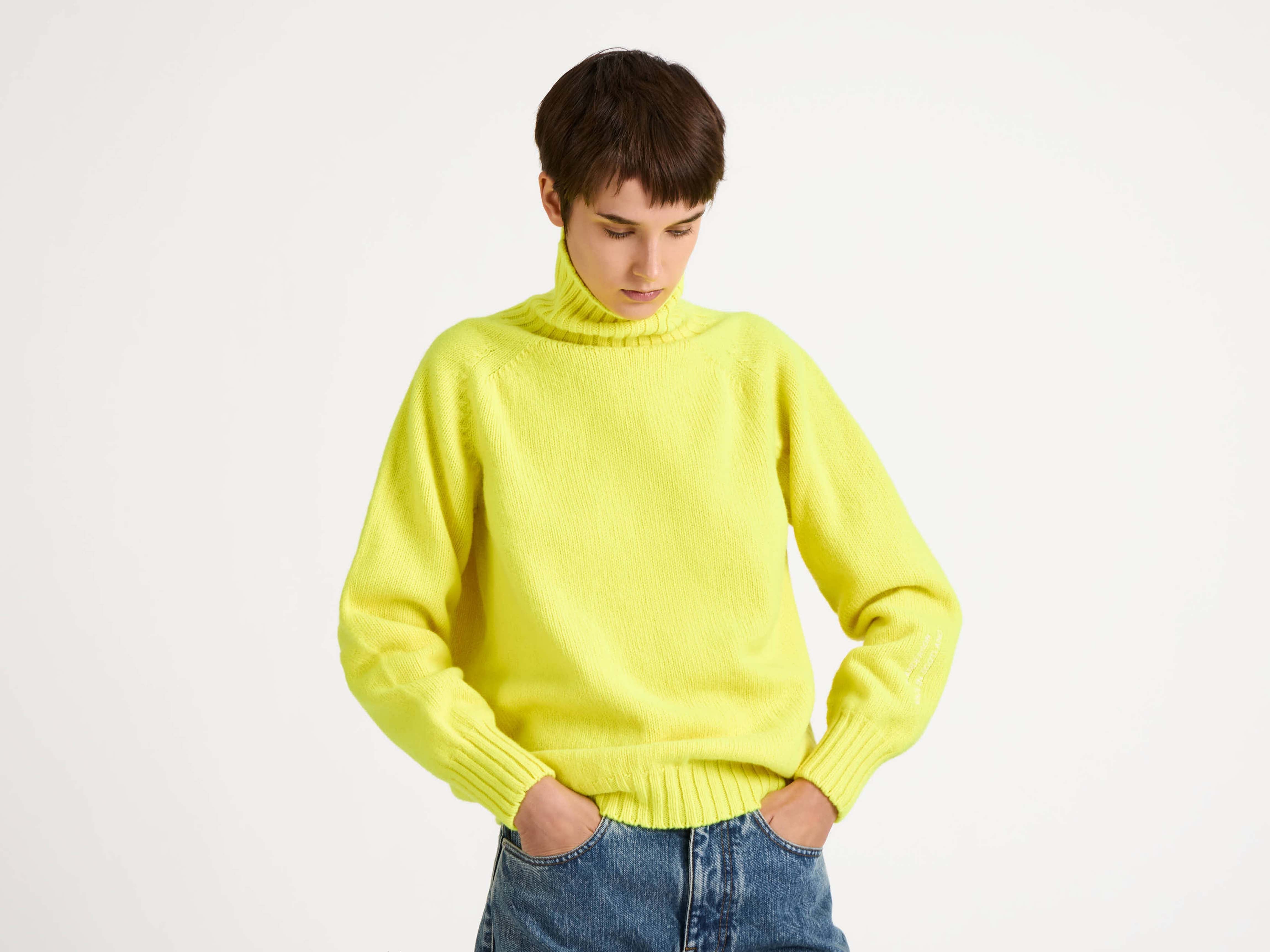 J.W.Anderson Turtleneck Jumper Strickpullover Neon Yellow Gr.M