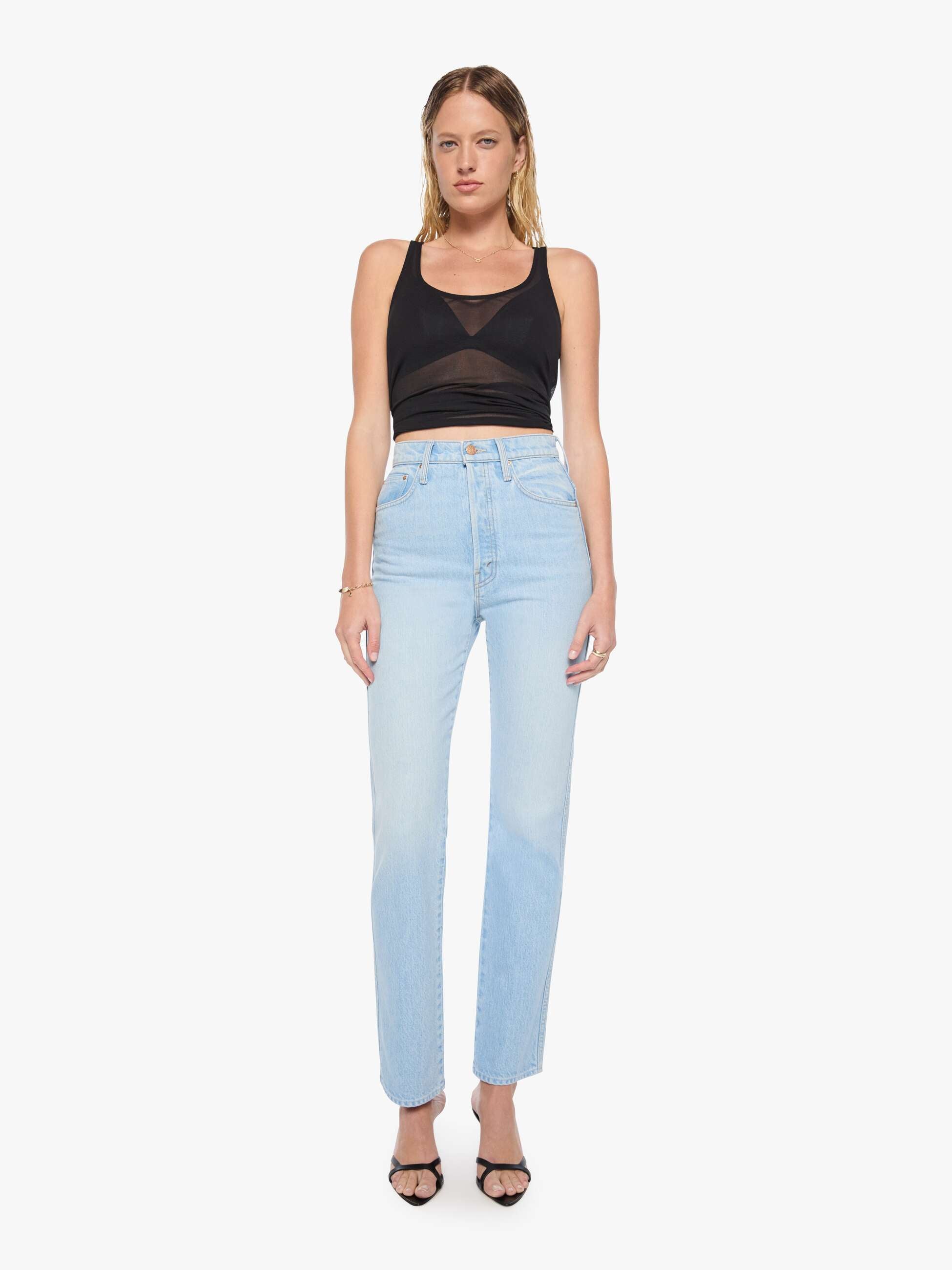 Mother SNACKS Tippy Top Sneak Jeans Dots hellblau