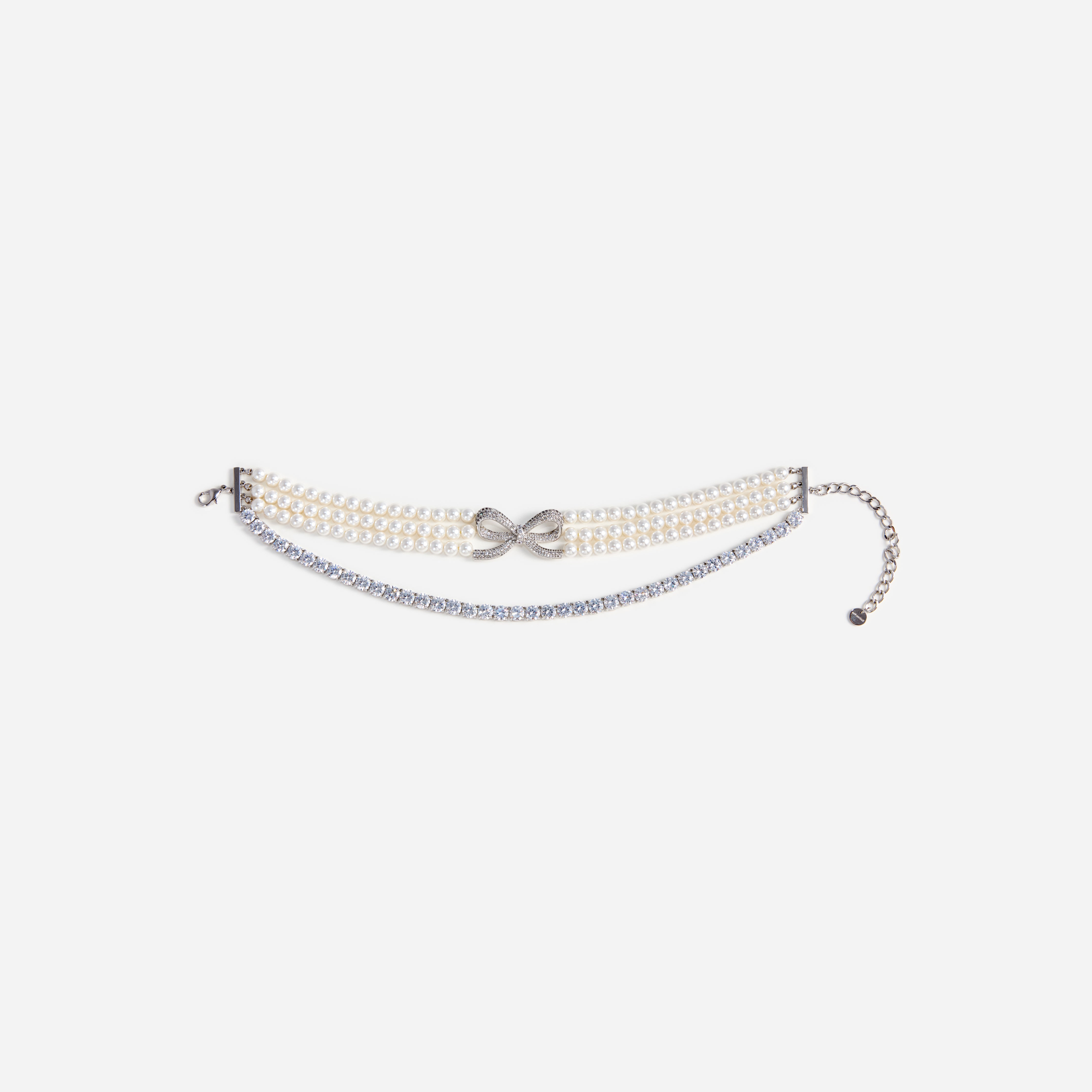 Self Portrait Pearl Crystal Choker Creme