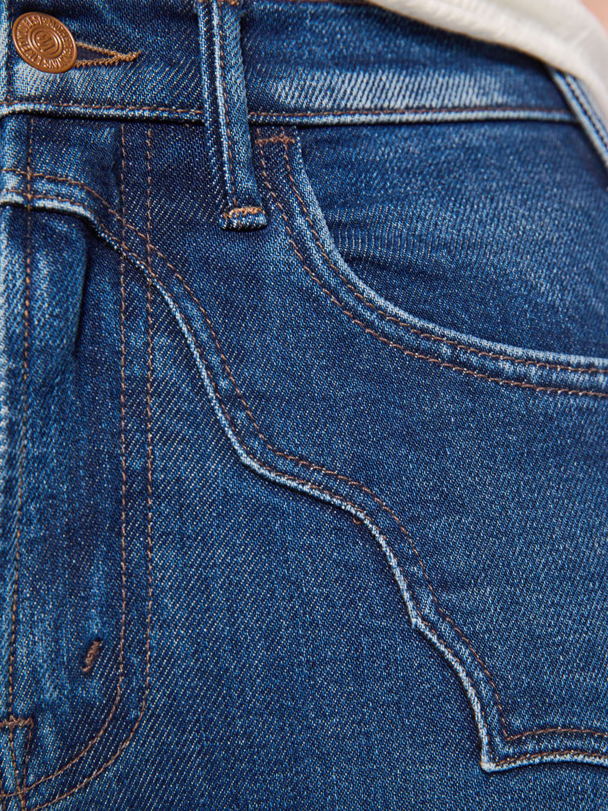 Mother Denim Buckle Bunny Hustler Jeans Cosmic Cowgirl Blau