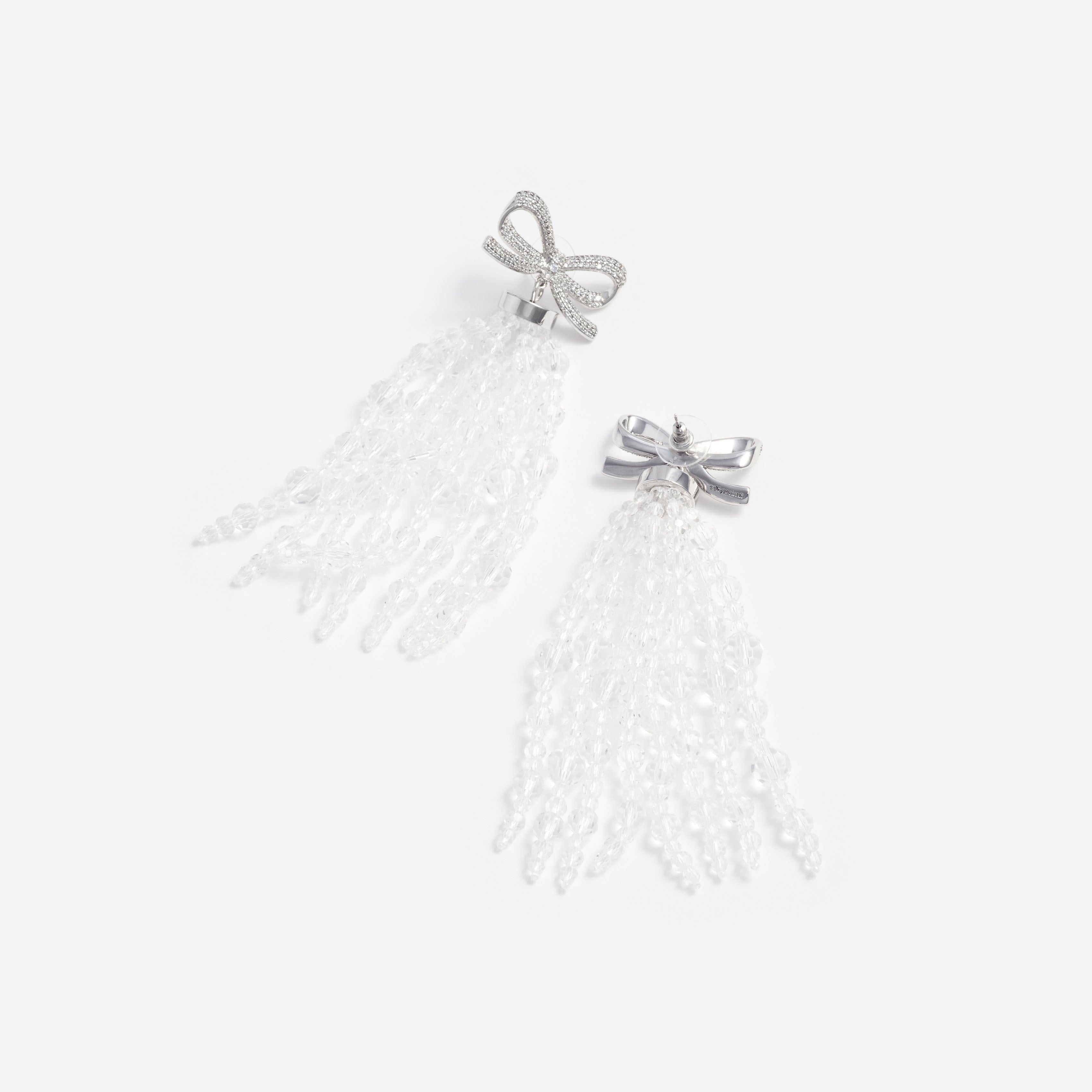 Self-Portrait Bow Beaded Ohrringe Silber mit Schleife Kristall