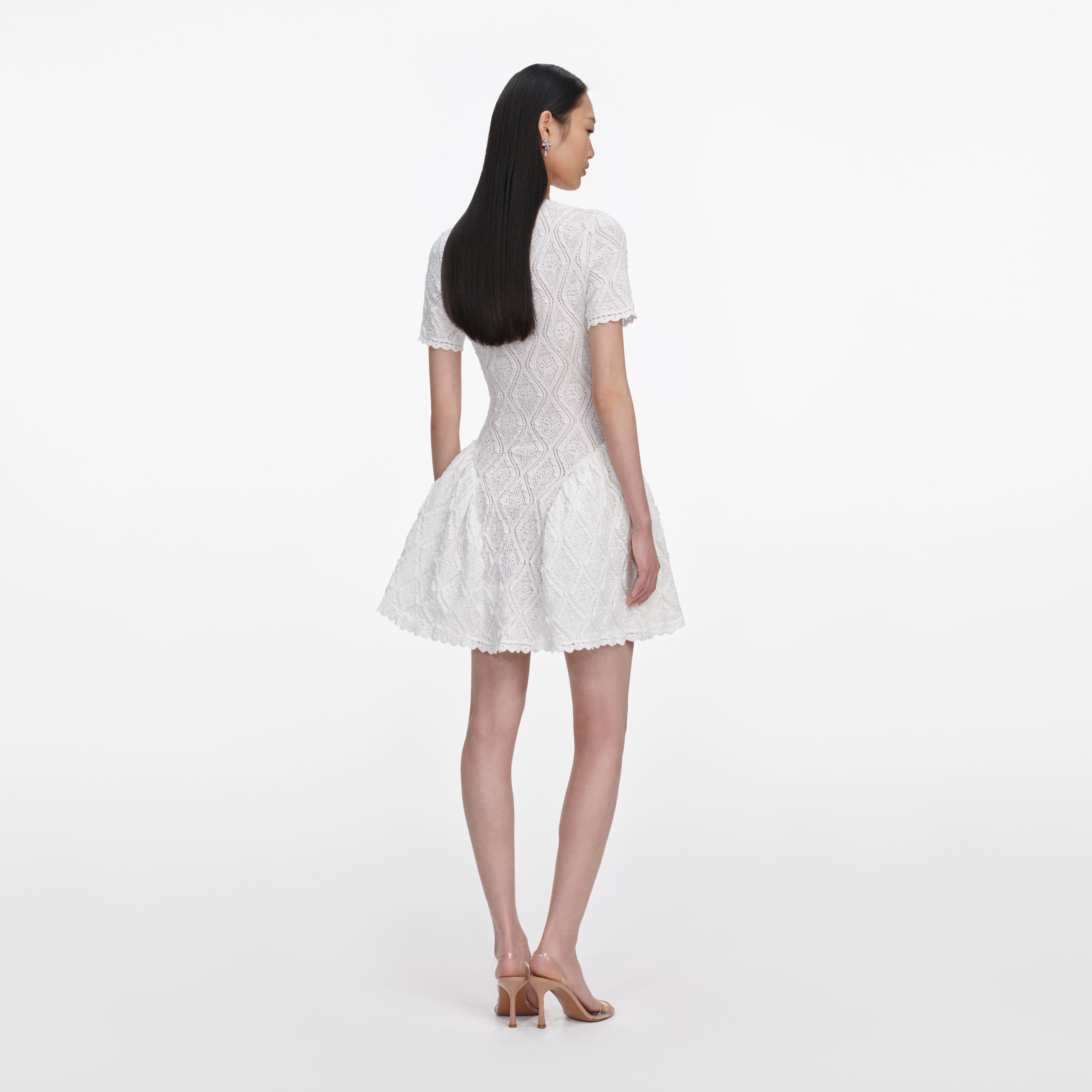 Self Portrait Dresses Pointelle Strick-Minikleid Weiss Gr. S