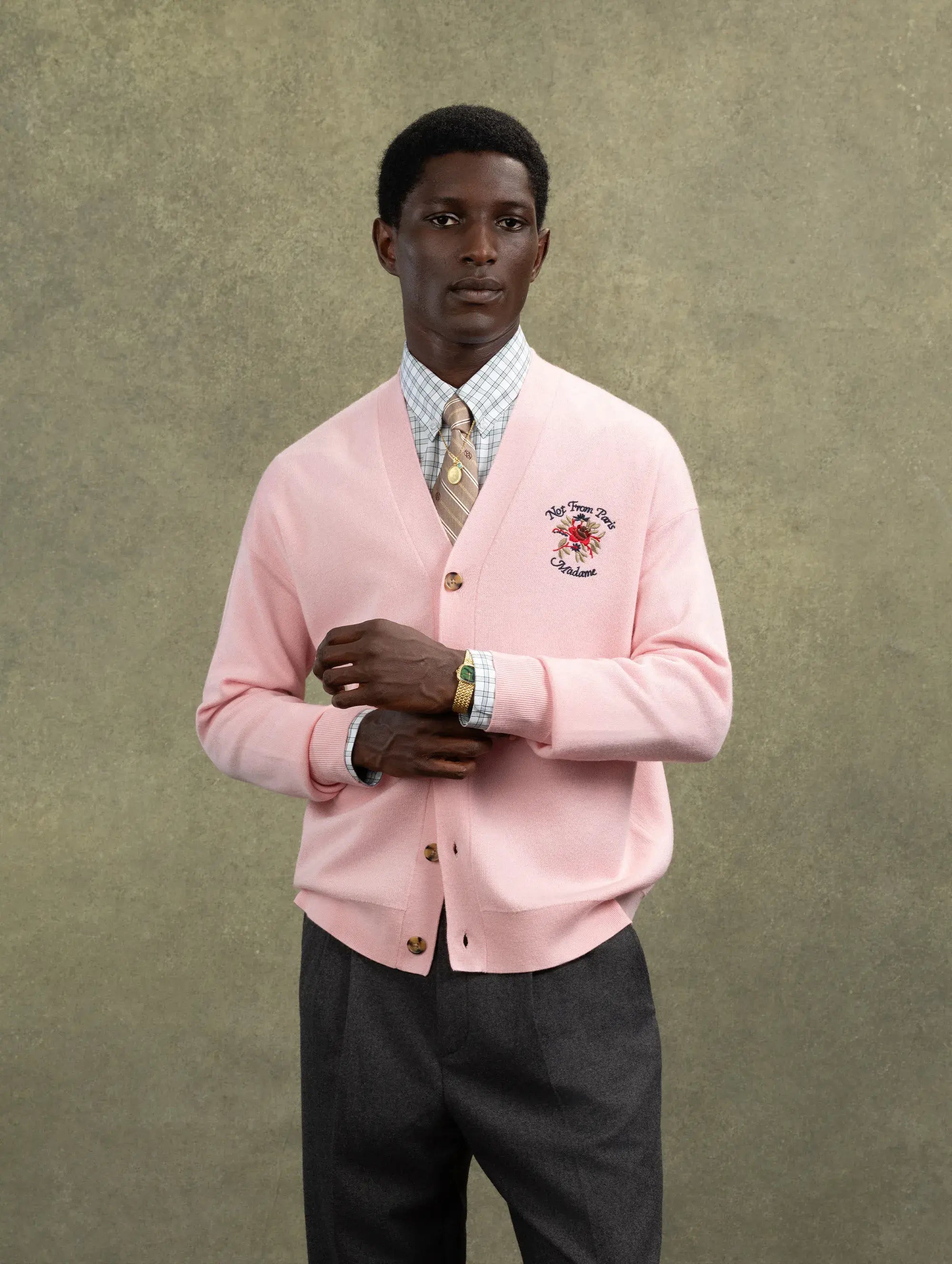 Drôle De Monsieur Slogan Rose Cardigan Wolle Hellrosa