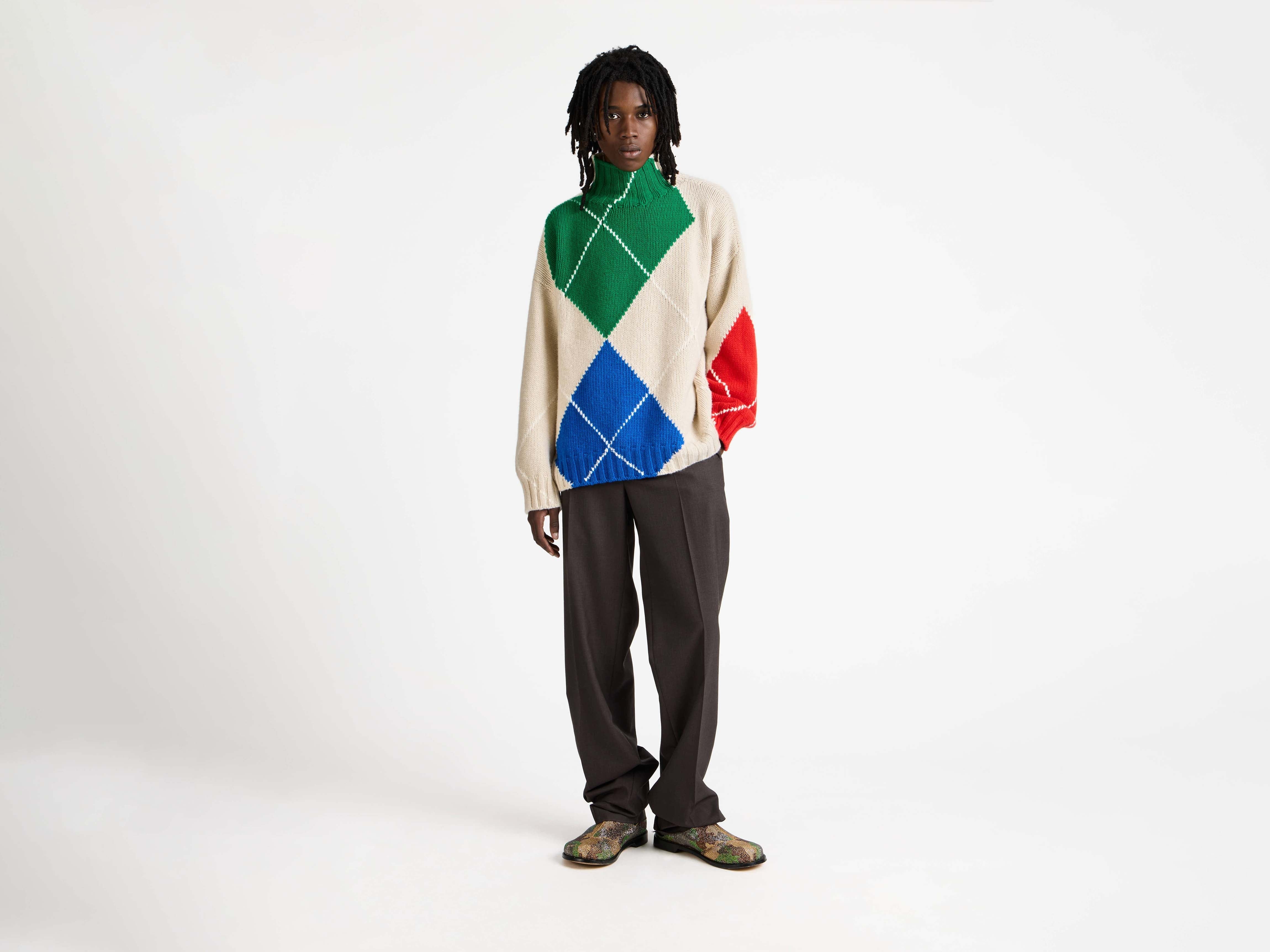 J.W.Anderson x Pringle Argyle Pullover Herren Natural