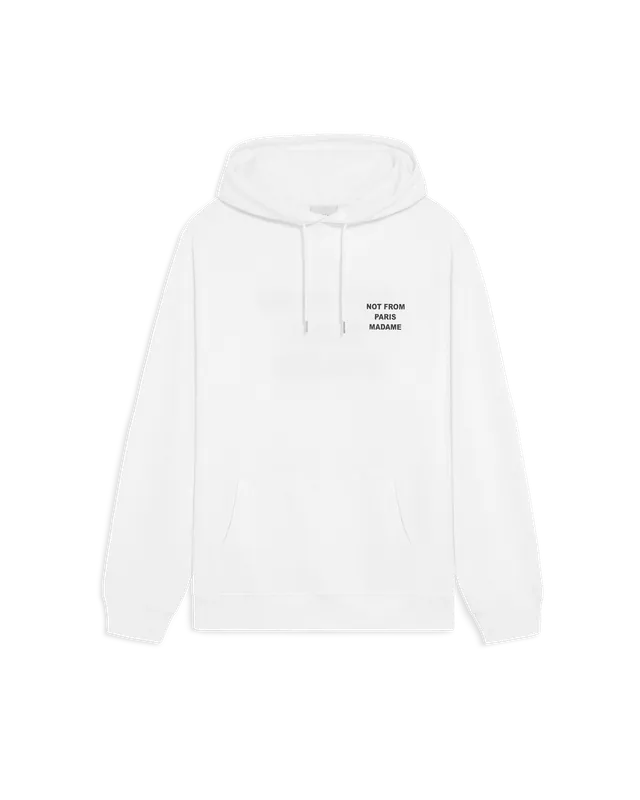 Drôle De Monsieur Hoodie Slogan Kapuzenpullover Weiß Baumwolle