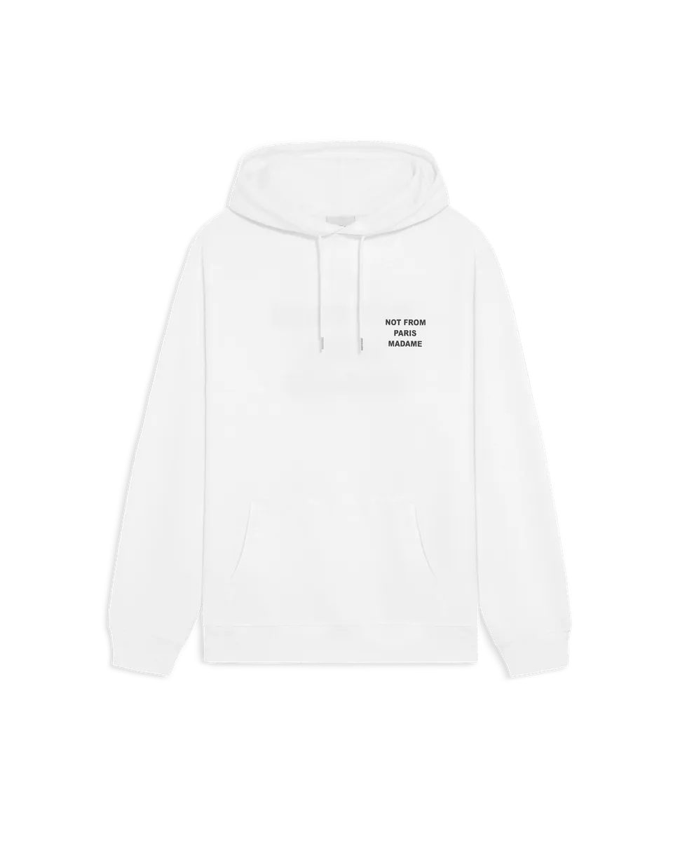 Drôle De Monsieur Hoodie Slogan Kapuzenpullover Weiß Baumwolle