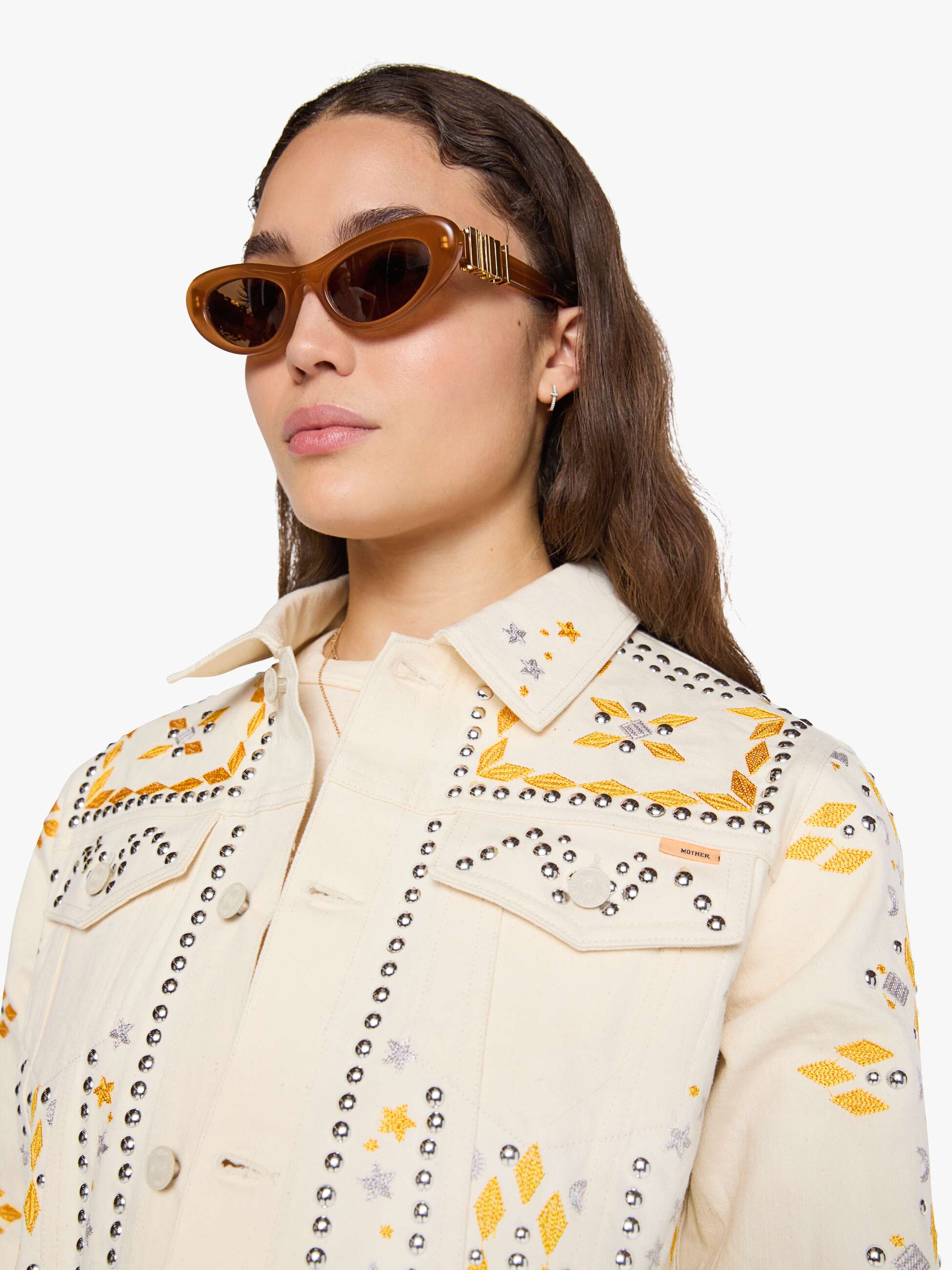 Mother The Bruiser All Natural Jeansjacke Creme Baumwolle