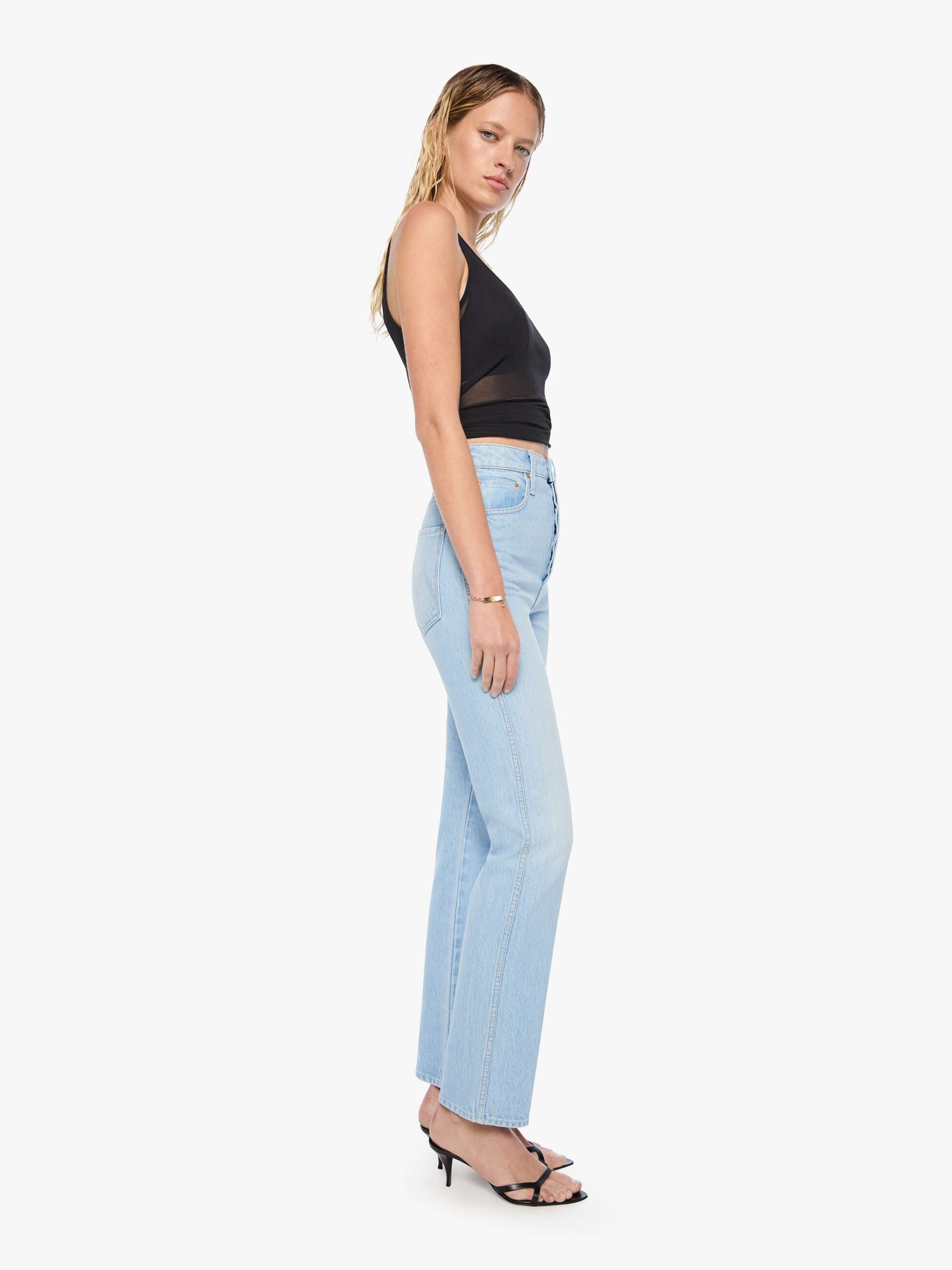 Mother SNACKS Tippy Top Sneak Jeans Dots hellblau