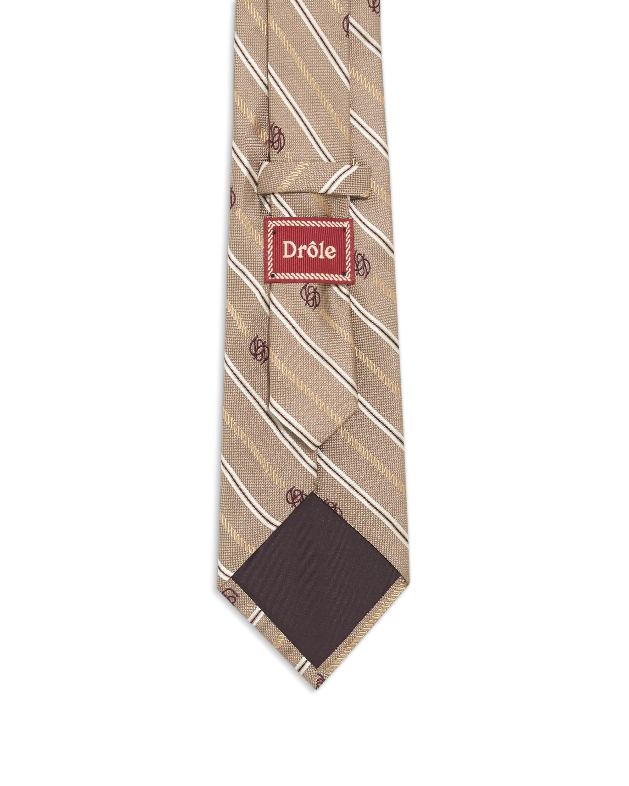 Drôle De Monsieur La Cravate Soie Rayure Monogramme Krawatte beige Seide