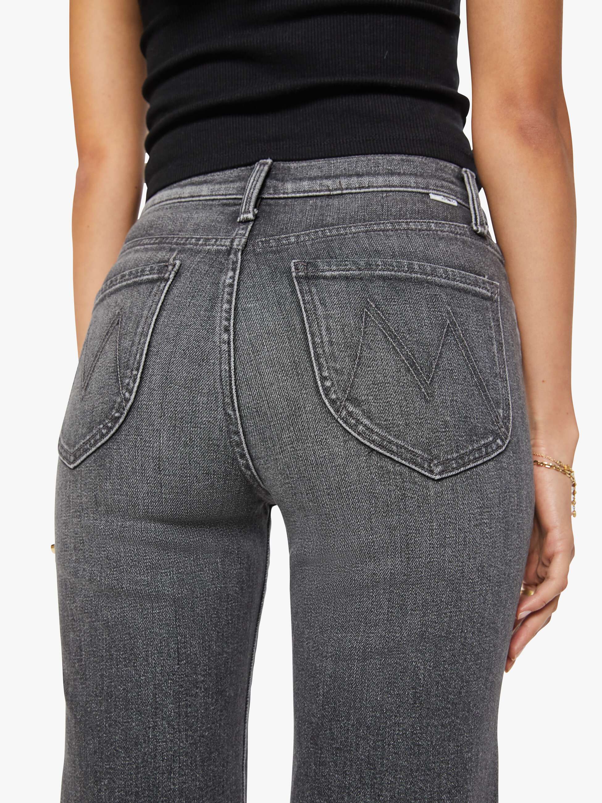 Mother The Rambler Utility Sneak Jeans Grau High Rise Straight