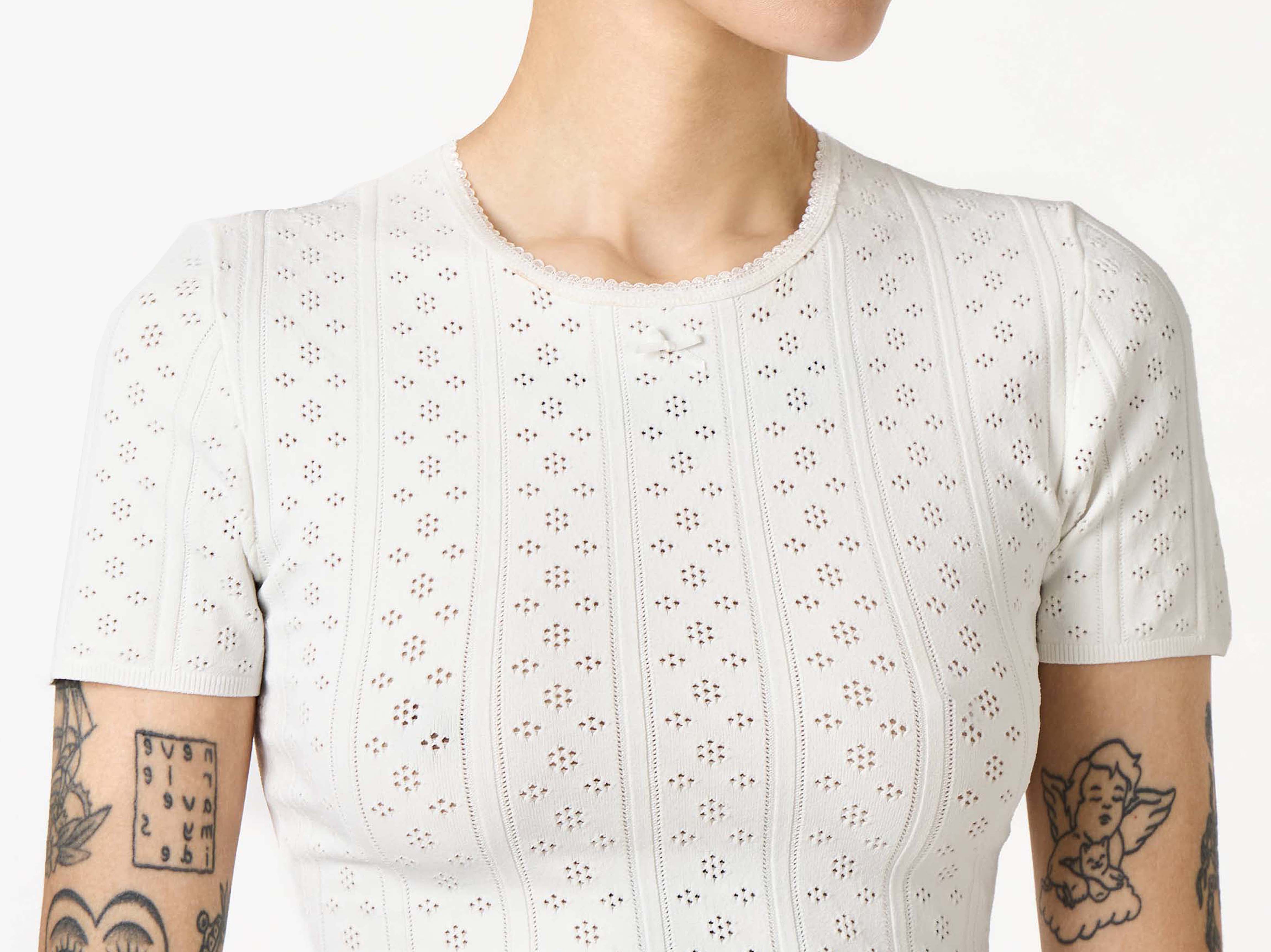 J.W.Anderson Knitwear Pointelle T-Shirt Damen Weiß