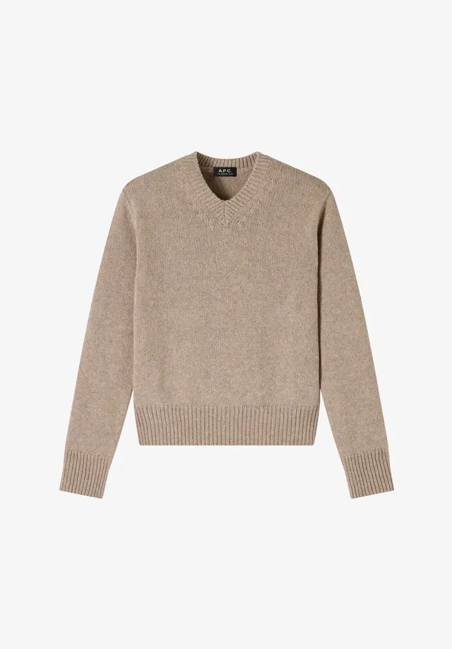 A.P.C. Pullover taupe recycelte Wolle Rundhals