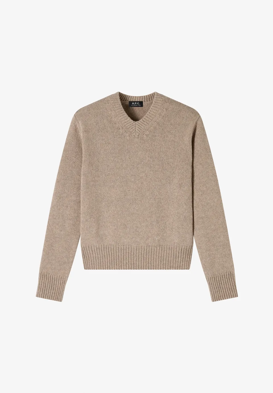 A.P.C. Pullover taupe recycelte Wolle Rundhals