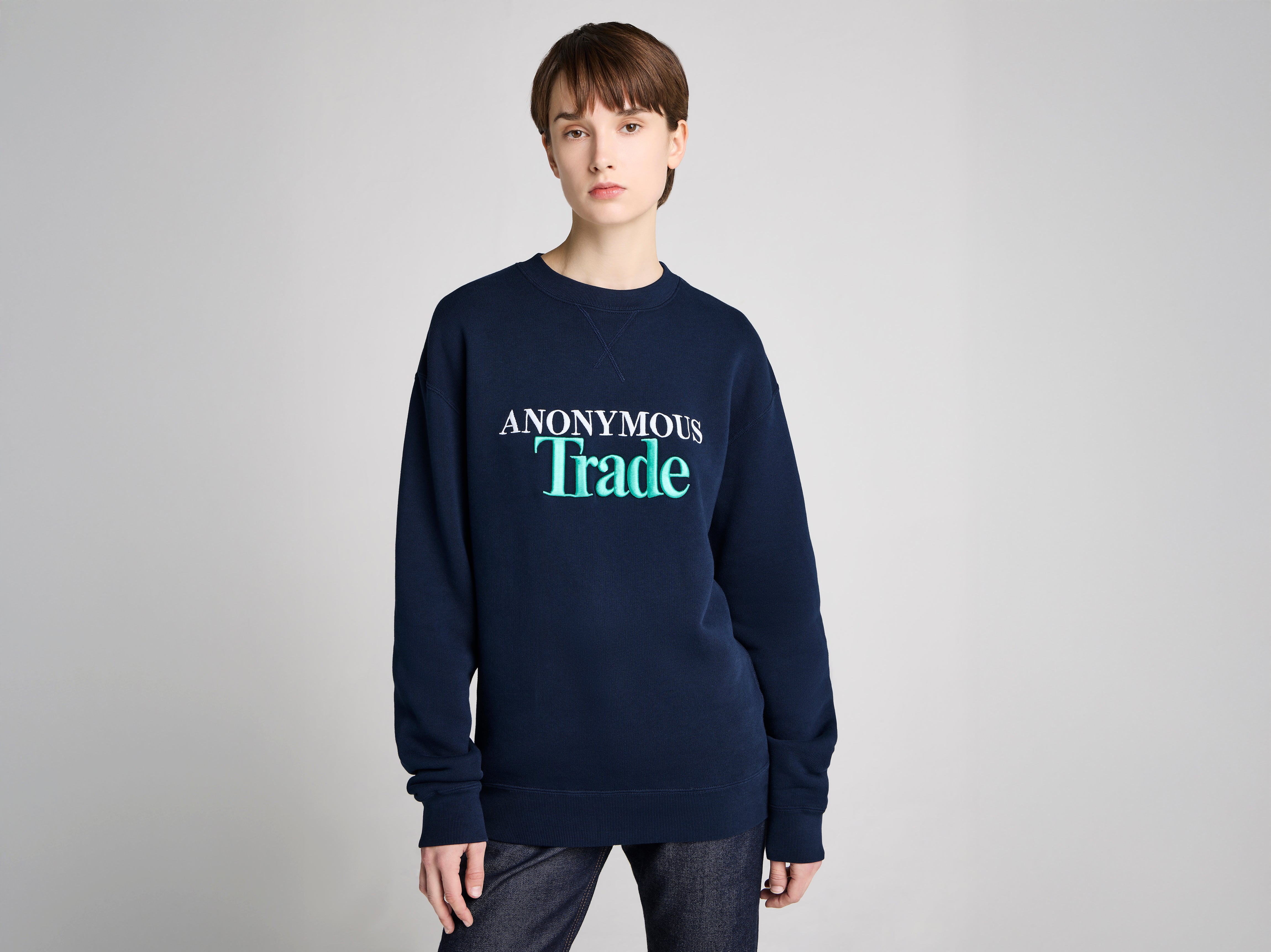 J.W.Anderson Anonymous Trade Sweatshirt Damen navy Stickerei