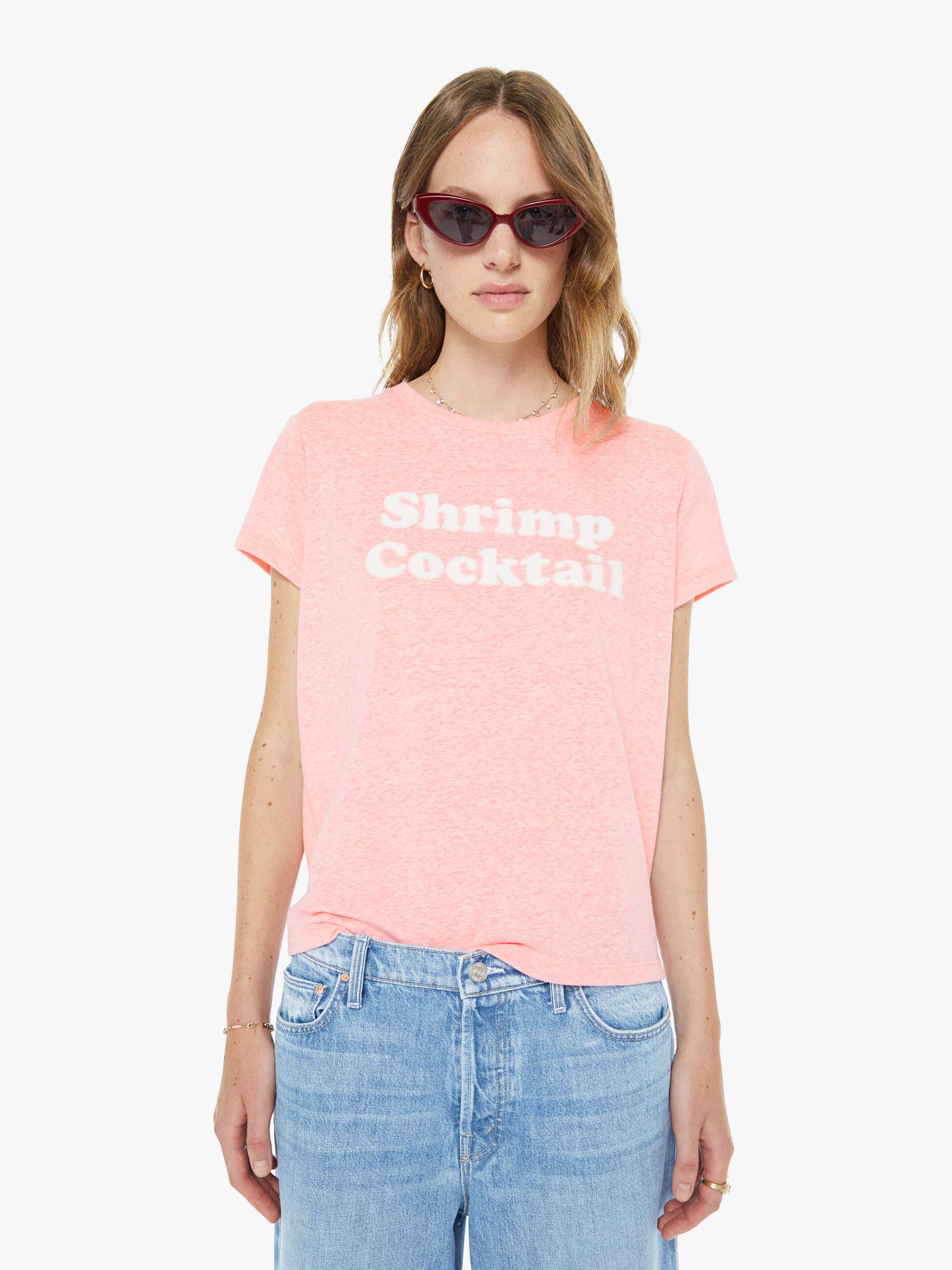 Mother Boxy Goodie Goodie Shrimp Cocktail T-Shirt Rosa