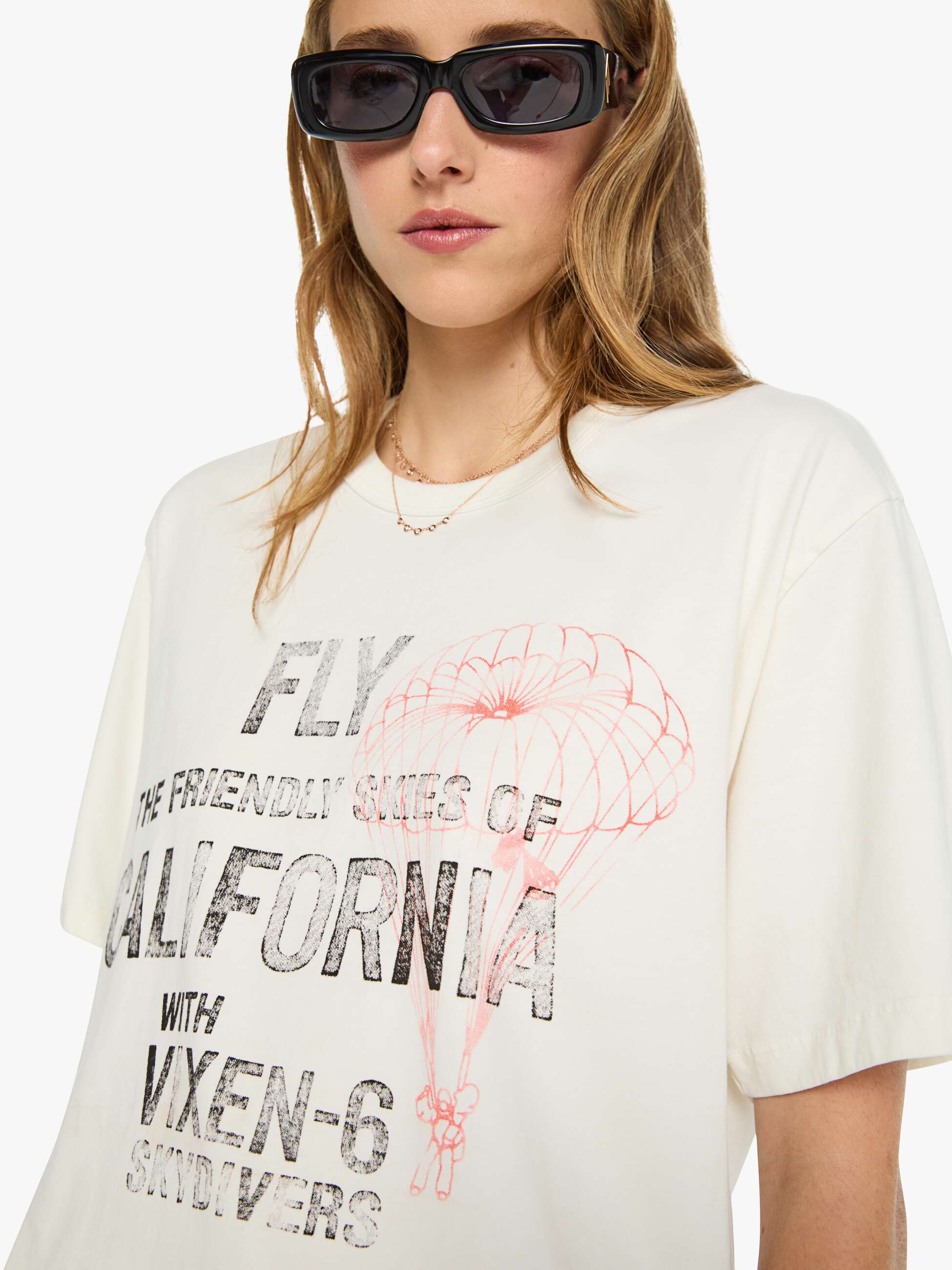 Mother Denim The Big Boy T-Shirt Weiss Fly With Vixen-6
