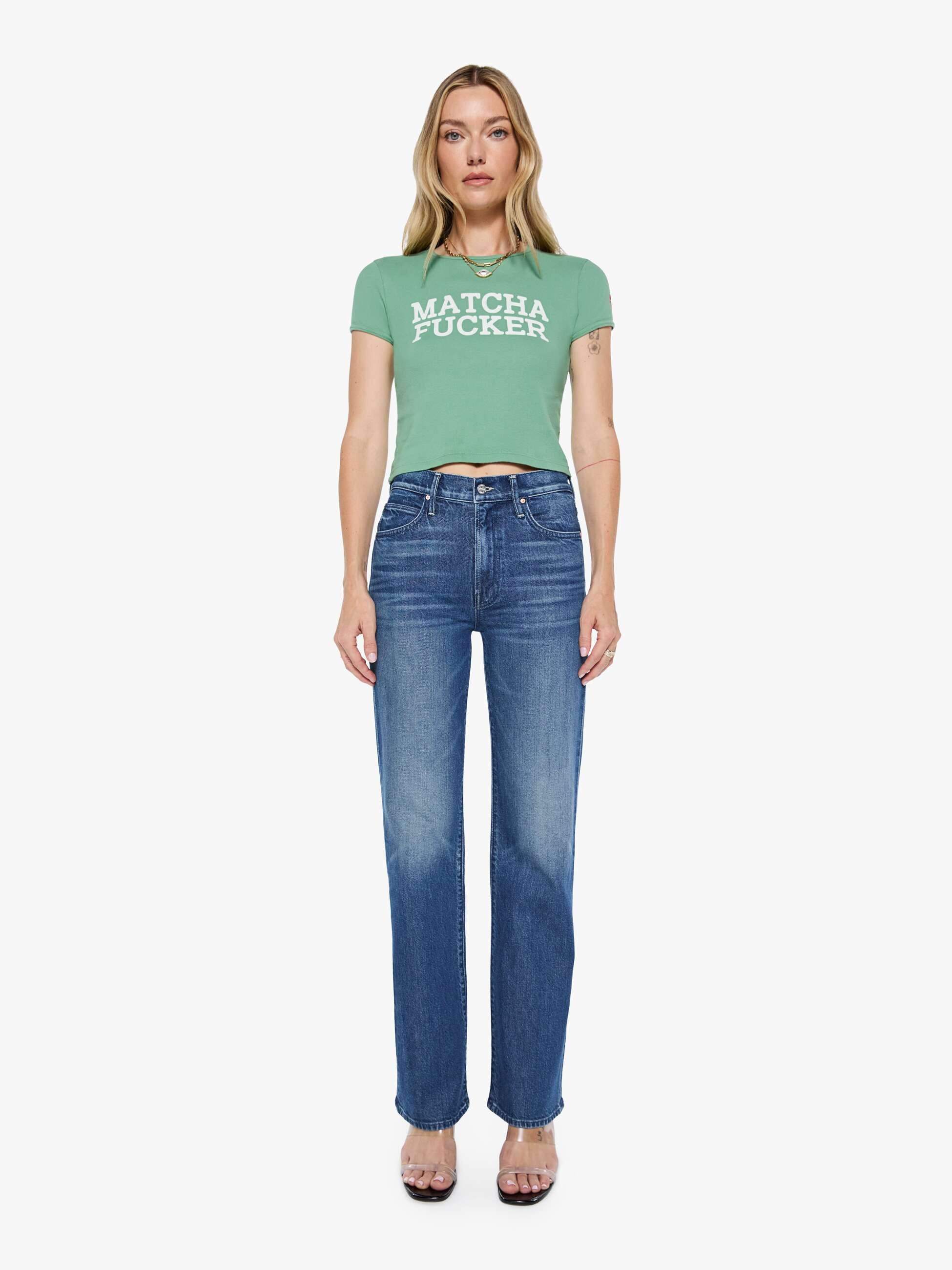 Mother The Itty Bitty Ringer T-Shirt Matcha Grün cropped
