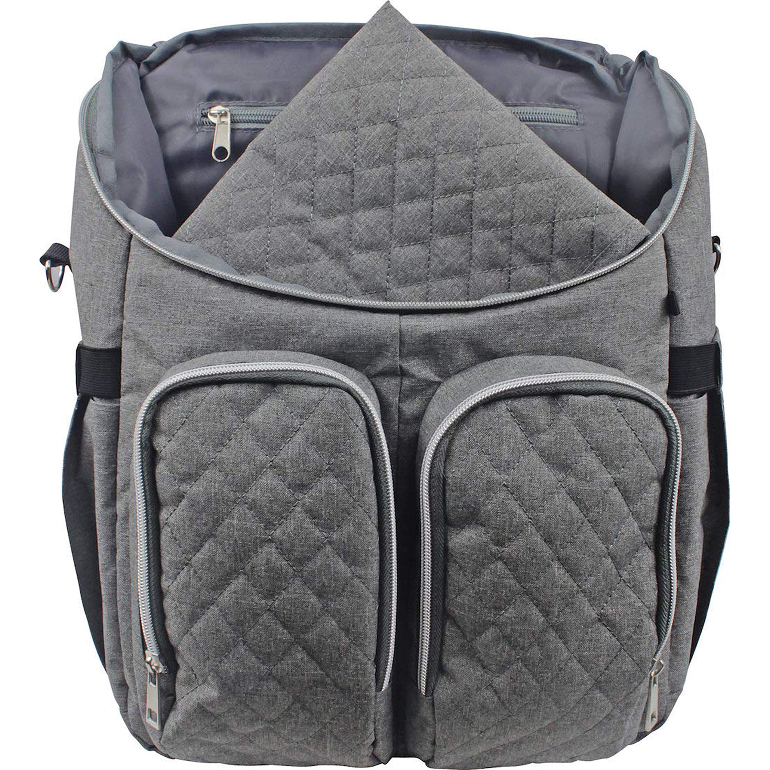 Dooky 2-in-1 Wickeltasche Rucksack Grau Melange 11 Fächer
