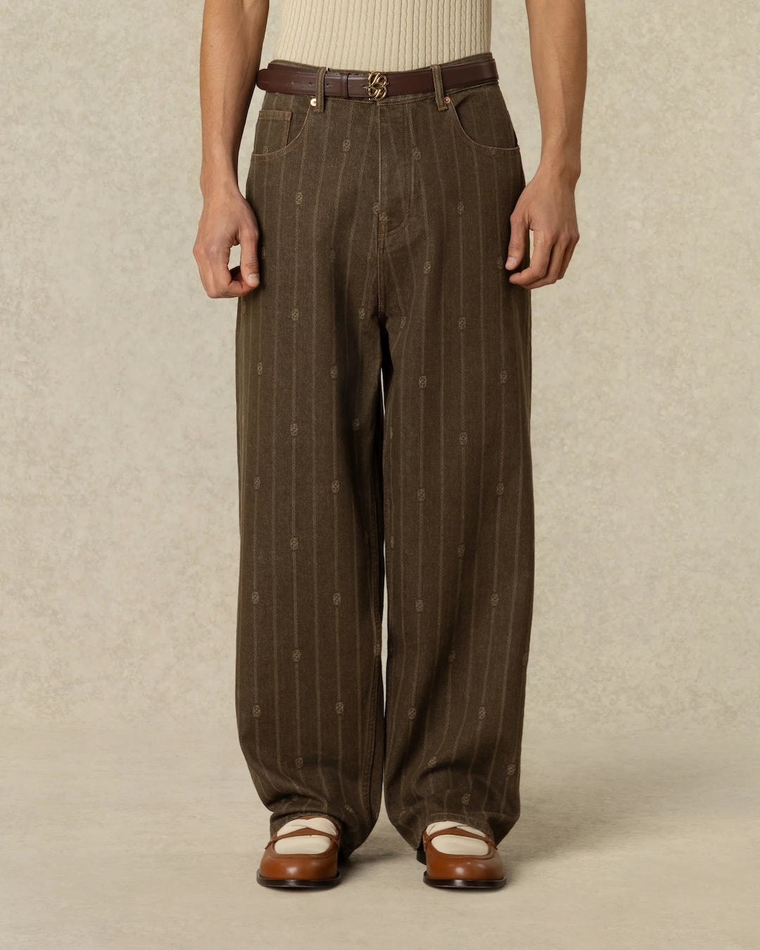 Drôle De Monsieur Monogram Baggy Jeans braun Baumwolle