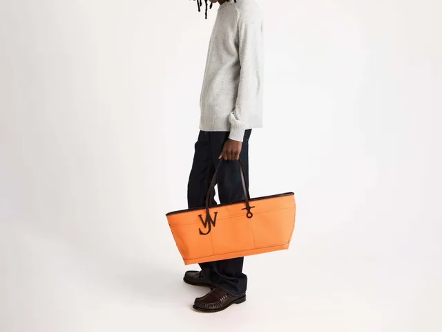 J.W.Anderson Stretch Anchor Tote Orange Canvas Leder