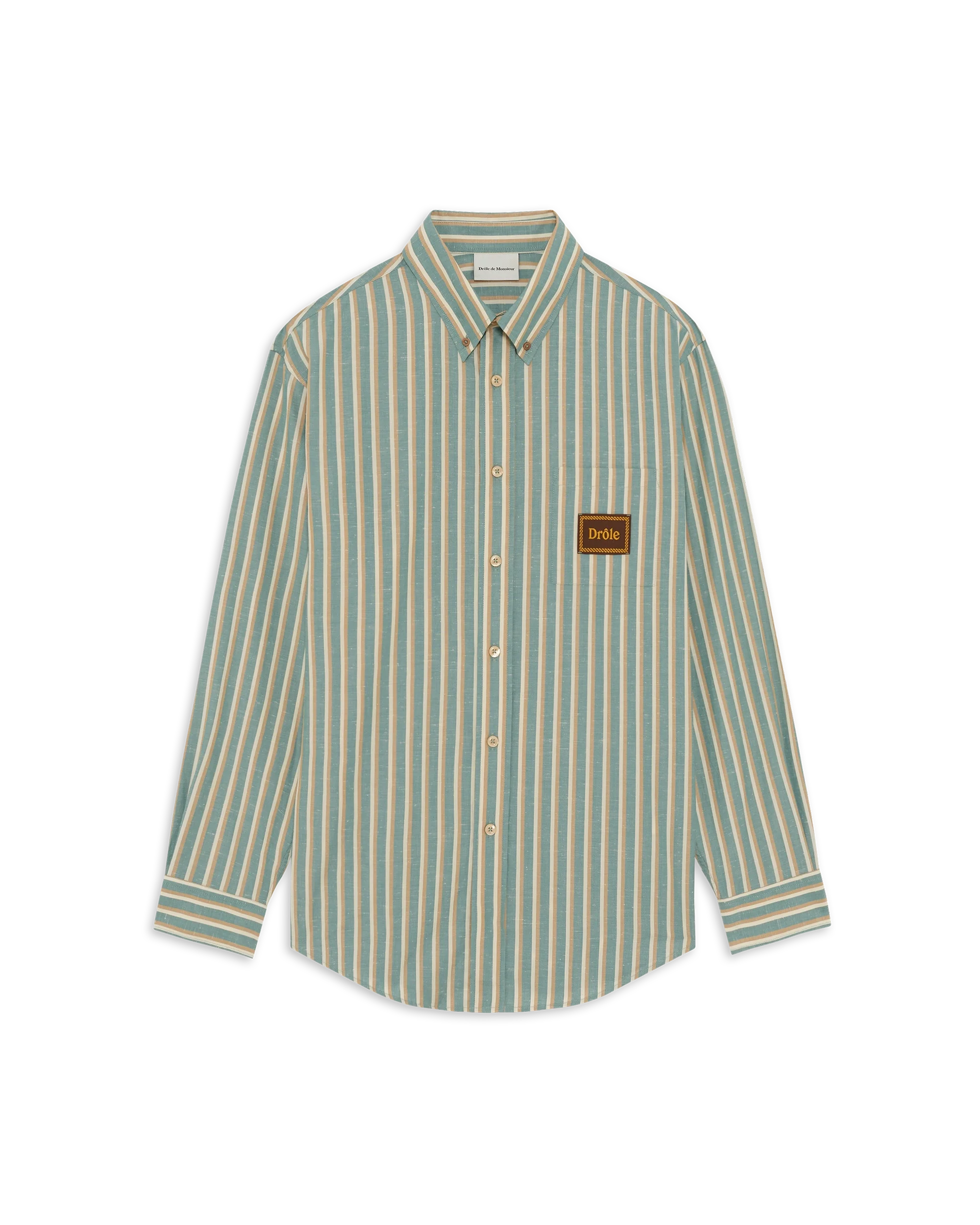 Drôle De Monsieur Chemise Rayée Drôle Hemd Wasserggrün Baumwolle