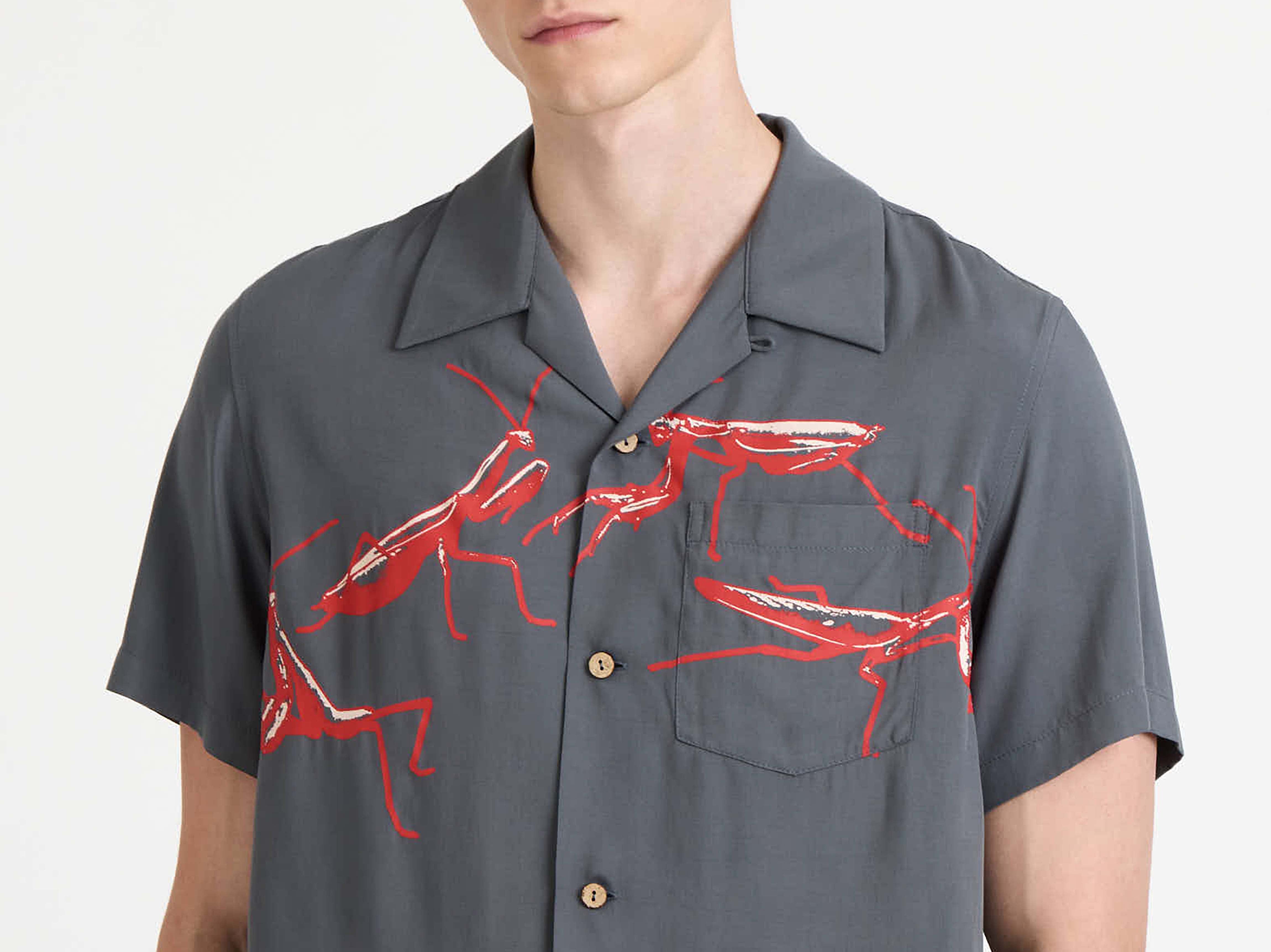 J.W.Anderson Shirts Camp Collar Hemd Herren Stahl Viskose Print