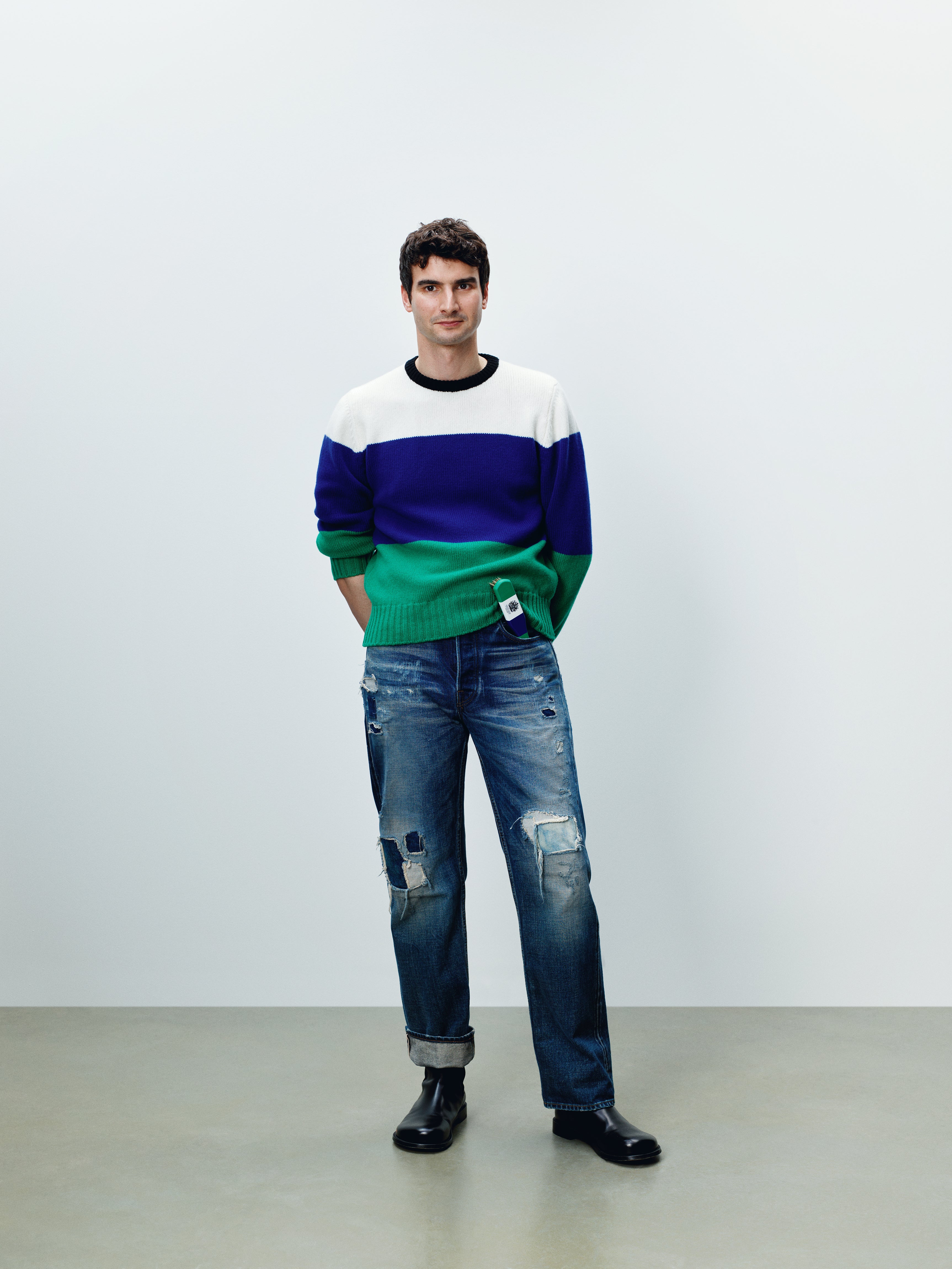 J.W.Anderson Stripe Jumper Herren Royal Blue Merino