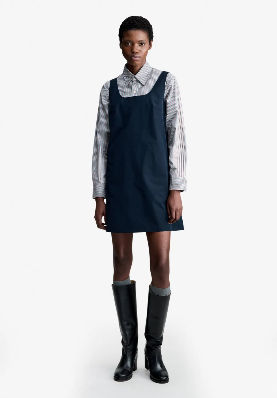 A.P.C. Trägerkleid Taft Marineblau Weit Gr. 34-42