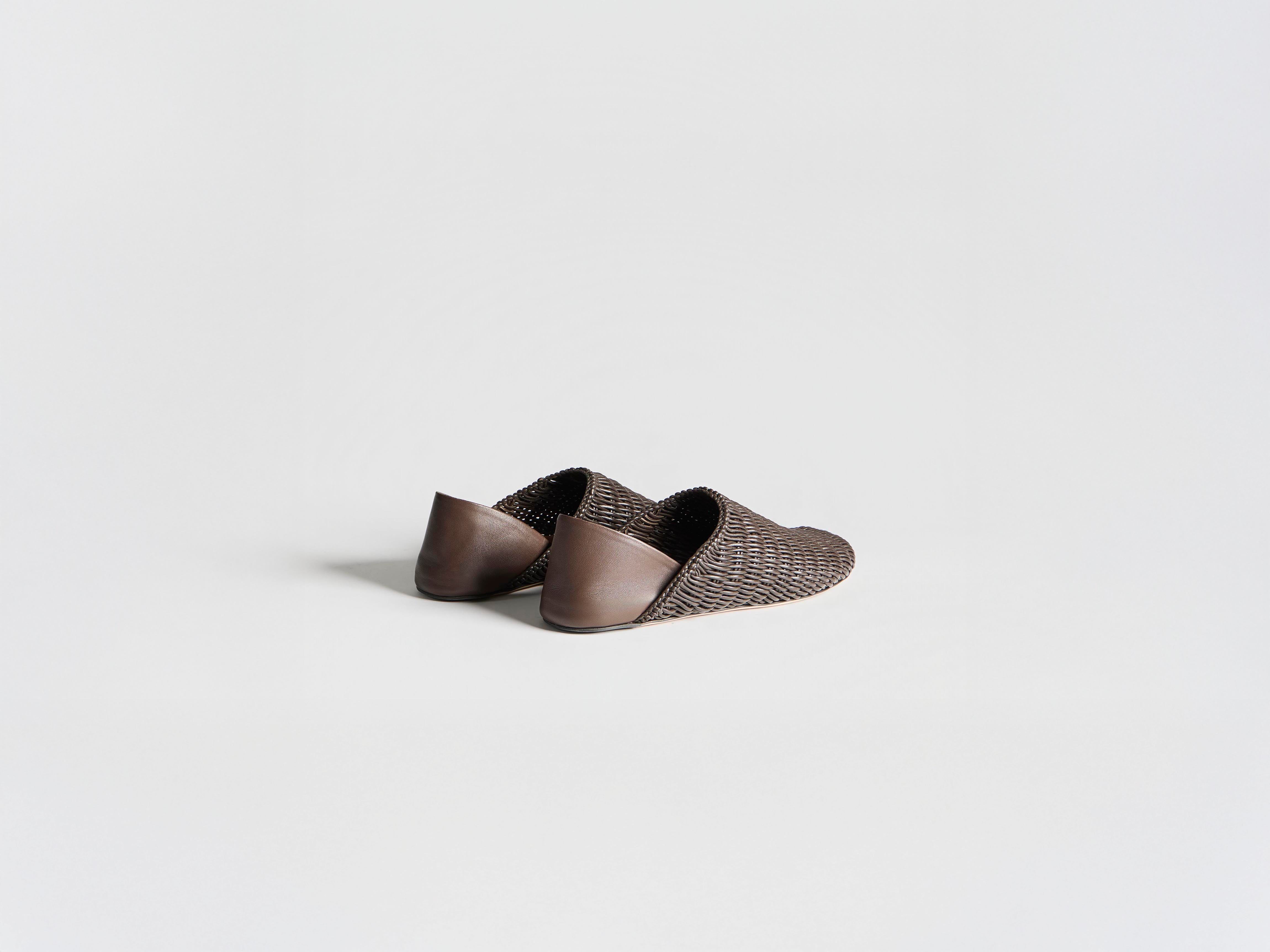 J.W.Anderson Slipper Mules Schoko Leder Geflochten Damen