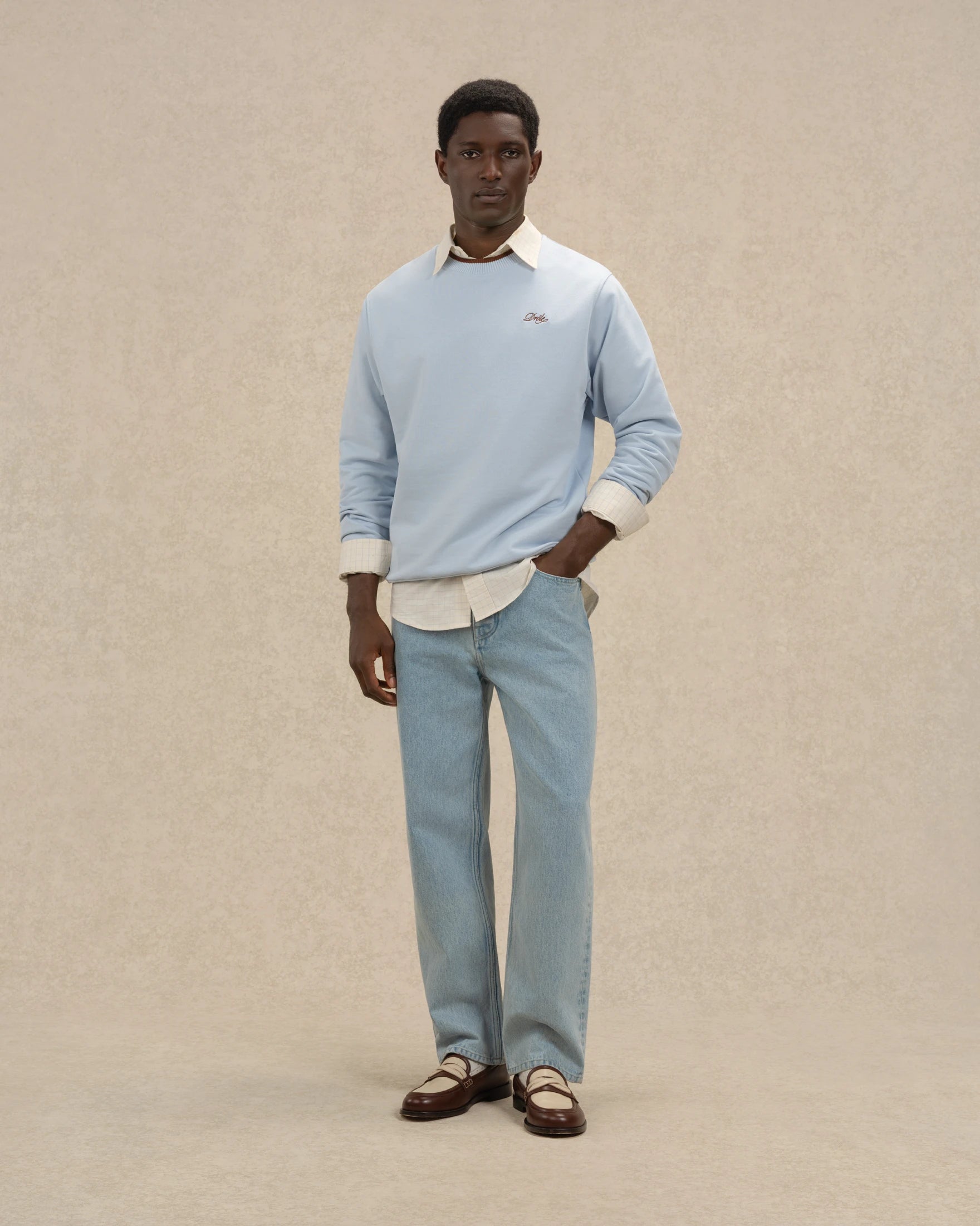 Drôle De Monsieur Sweatshirt Drôle Pullover Hellblau Baumwolle