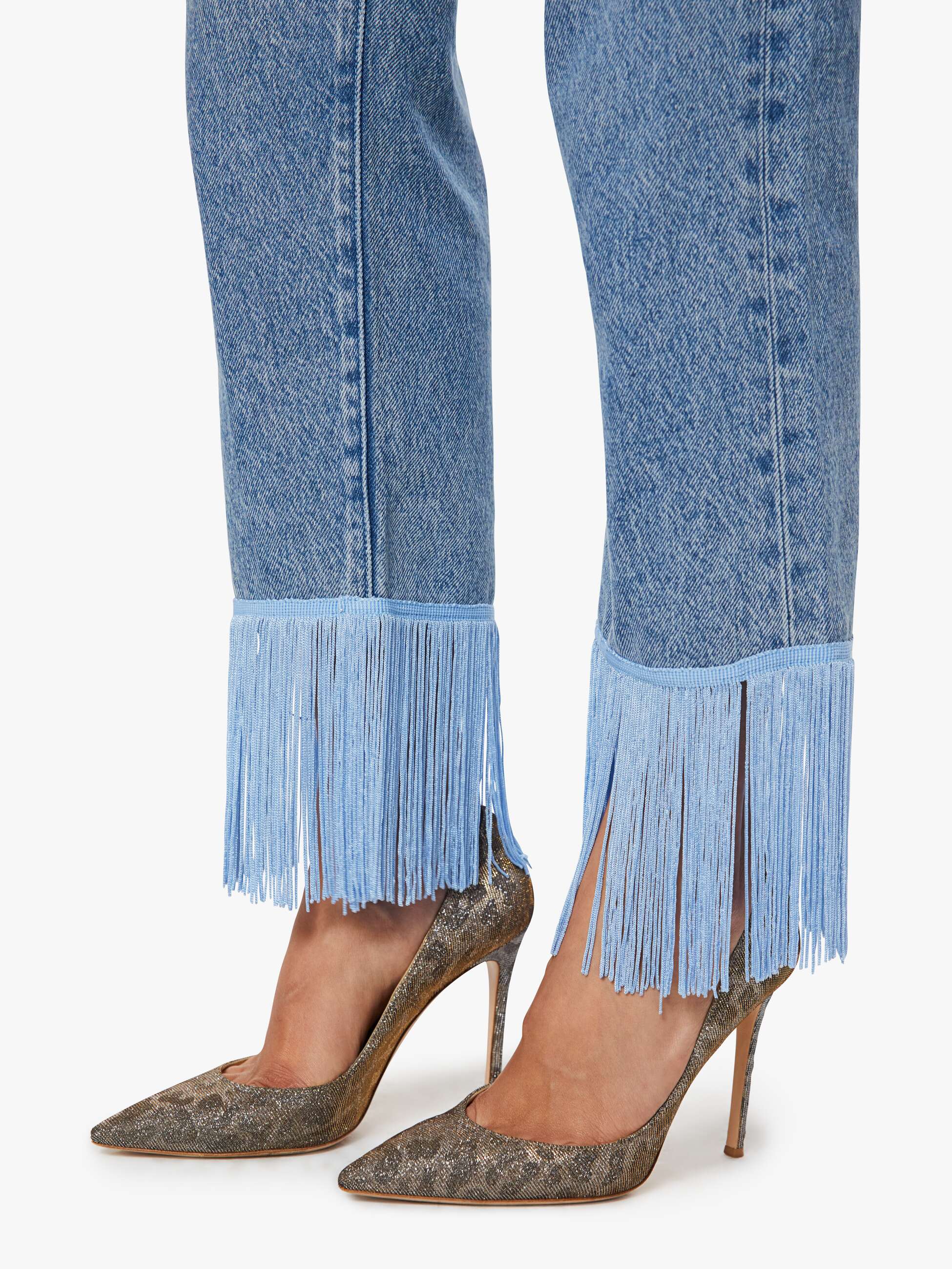 Mother Snacks Relish Fringe Ankle Jeans Jerky Mittelblau