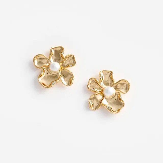 Self Portrait Gold Pearl Flower Ohrringe Gold One Size Perle
