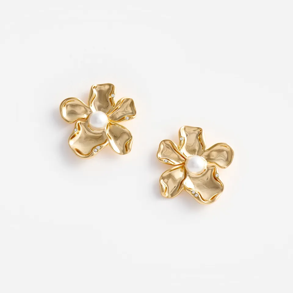 Self Portrait Gold Pearl Flower Ohrringe Gold One Size Perle