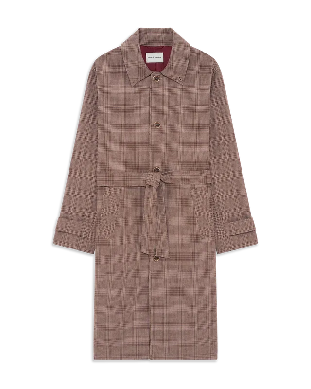 Drôle De Monsieur Prince Of Wales Belted Coat Hellbraun Wolle