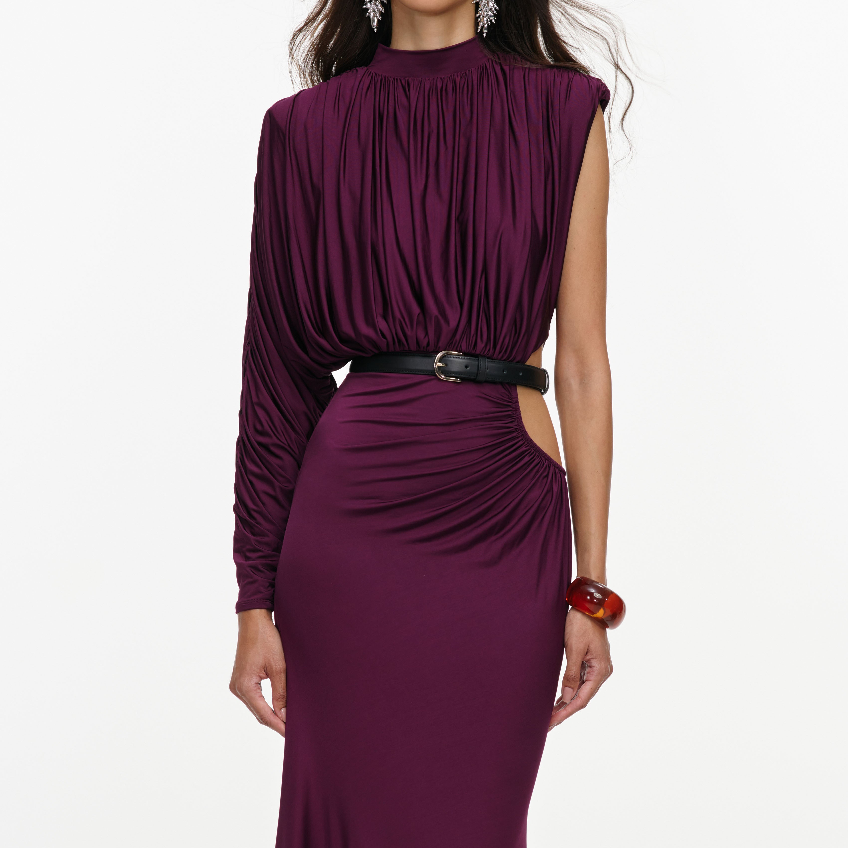 Self Portrait Dresses Purple Jersey Maxi Dress Lila Cut-out