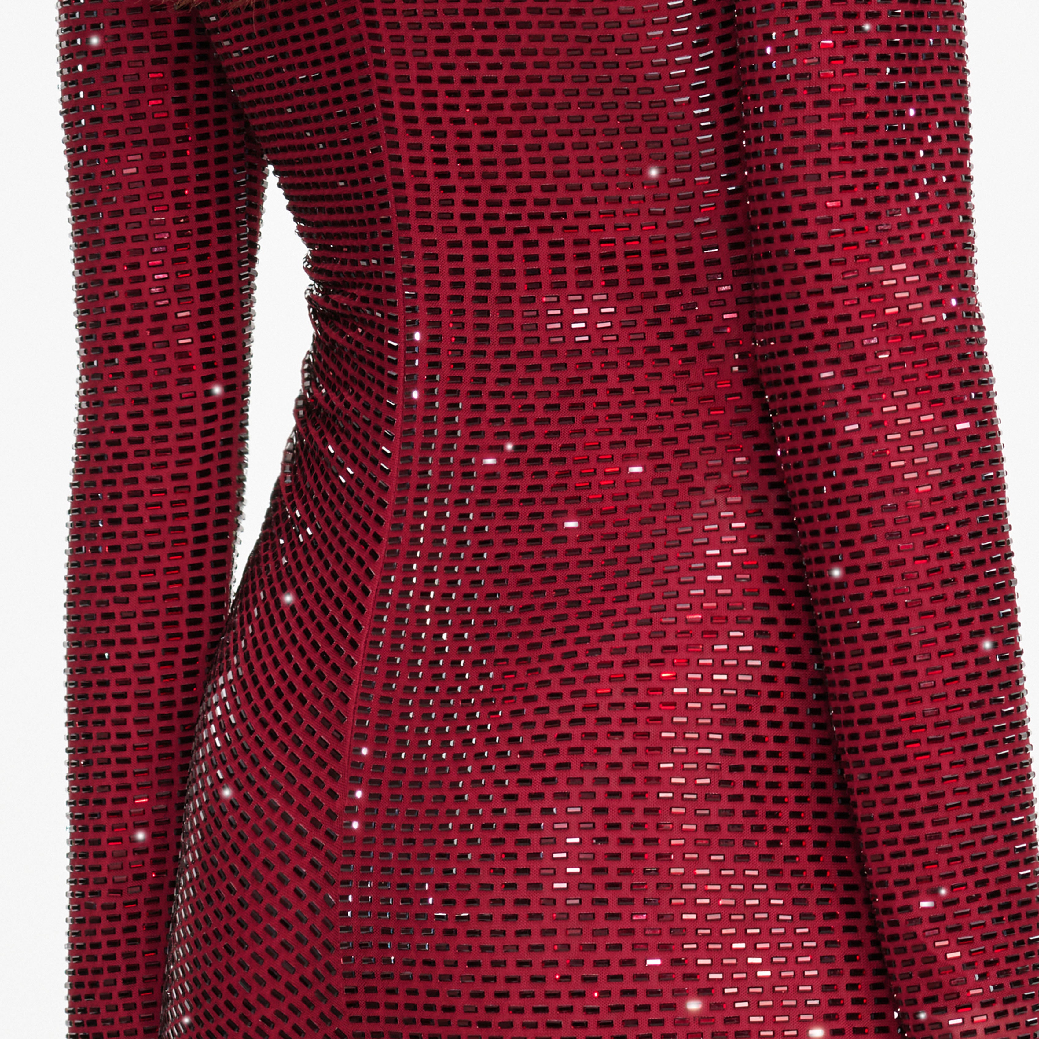 Self Portrait Burgundy Rhinestone Gathered Midi Kleid Bordeaux