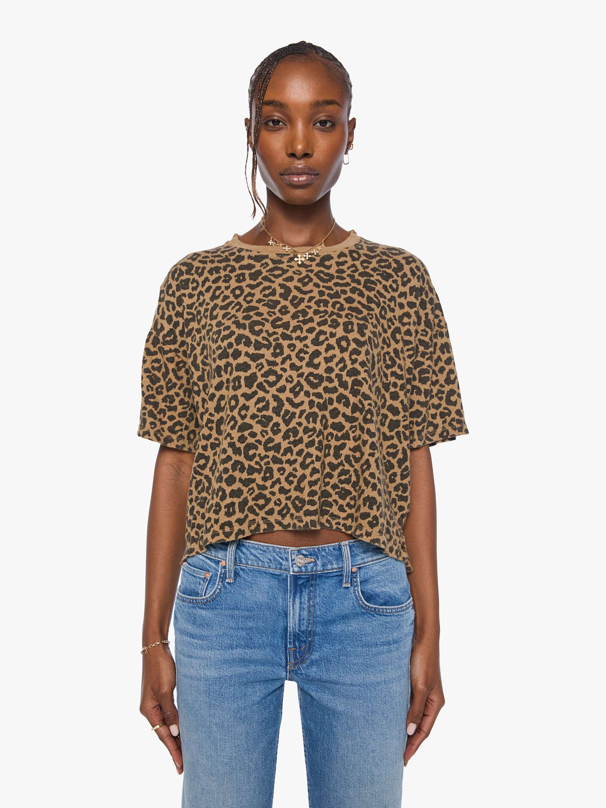 Mother S/S Boxy Ringer T-Shirt Leo Braun Crop