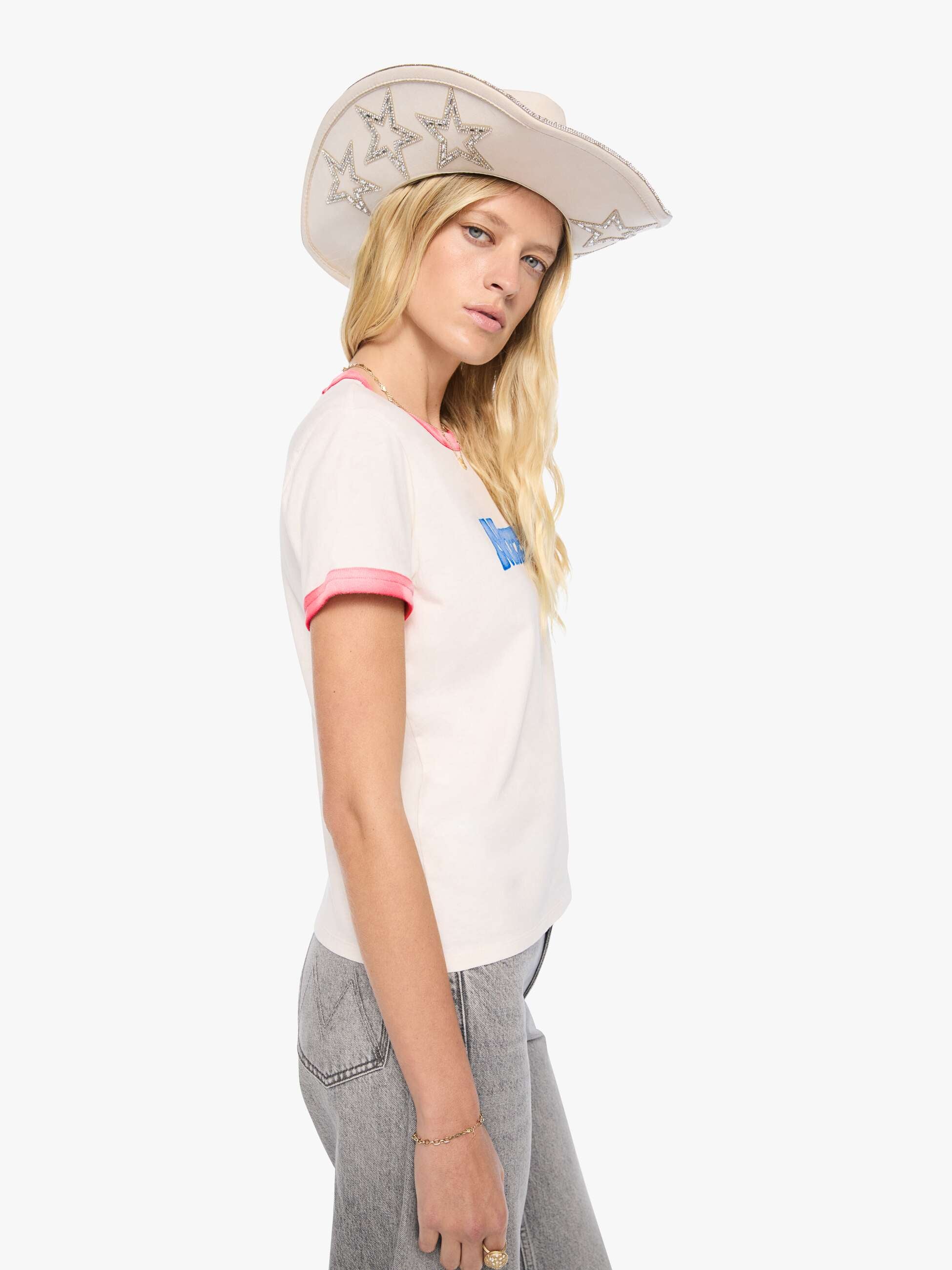 Mother The Lil Goodie Ringer T-Shirt MOTHER Flock Weiß