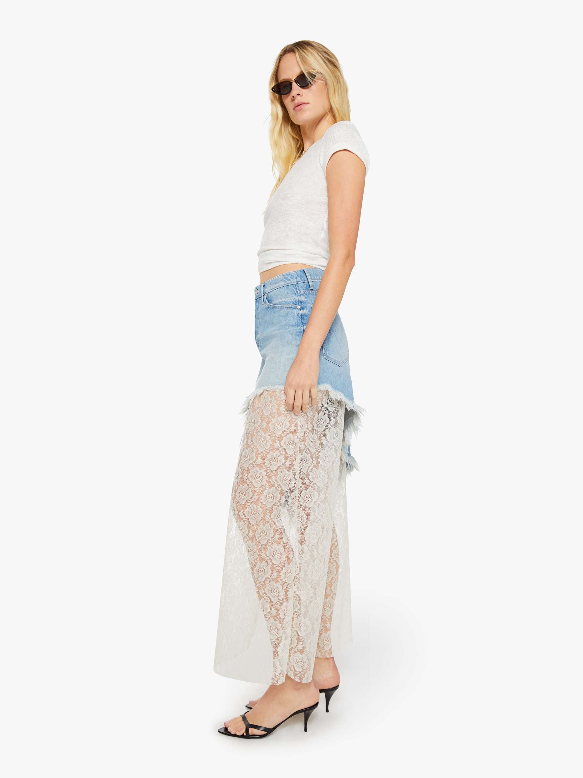 Mother The Peek-A-Boo Maxi Jeansrock Head Rush